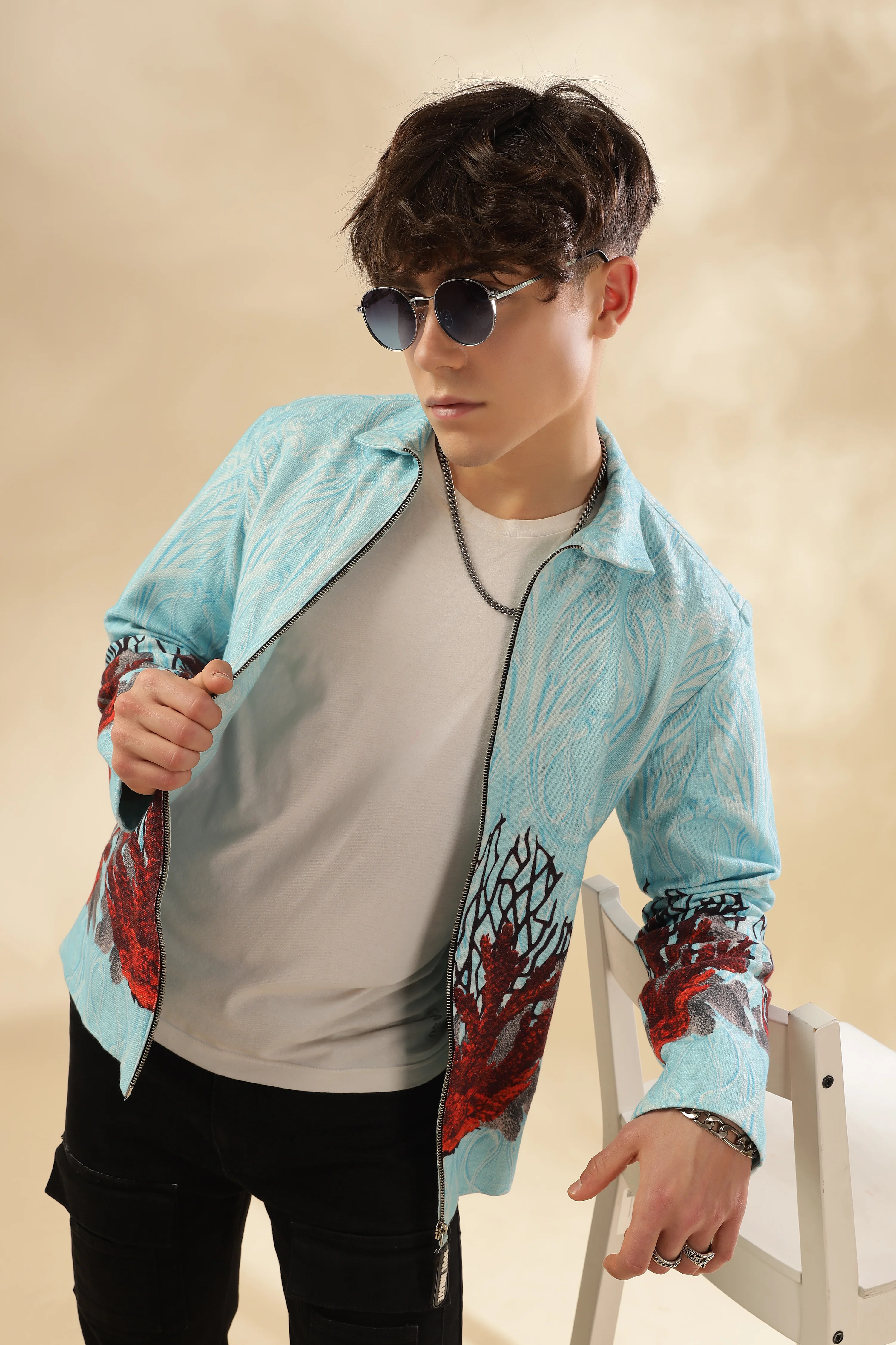 Men 100% Hemp Ocean Bloom Jacket - Image 9