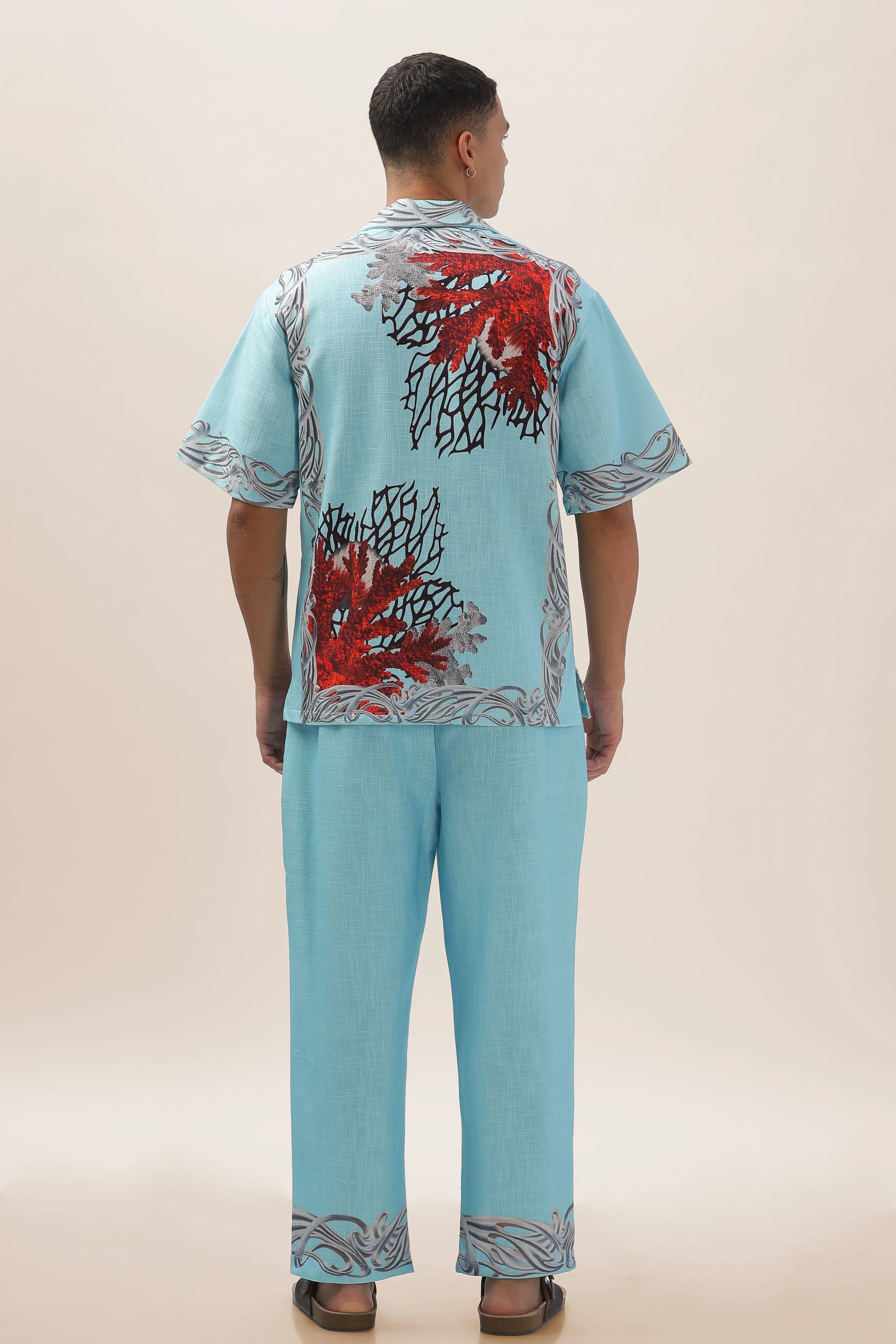 Men Ocean Bloom 100% Cotton Hemp Shirt - Image 3