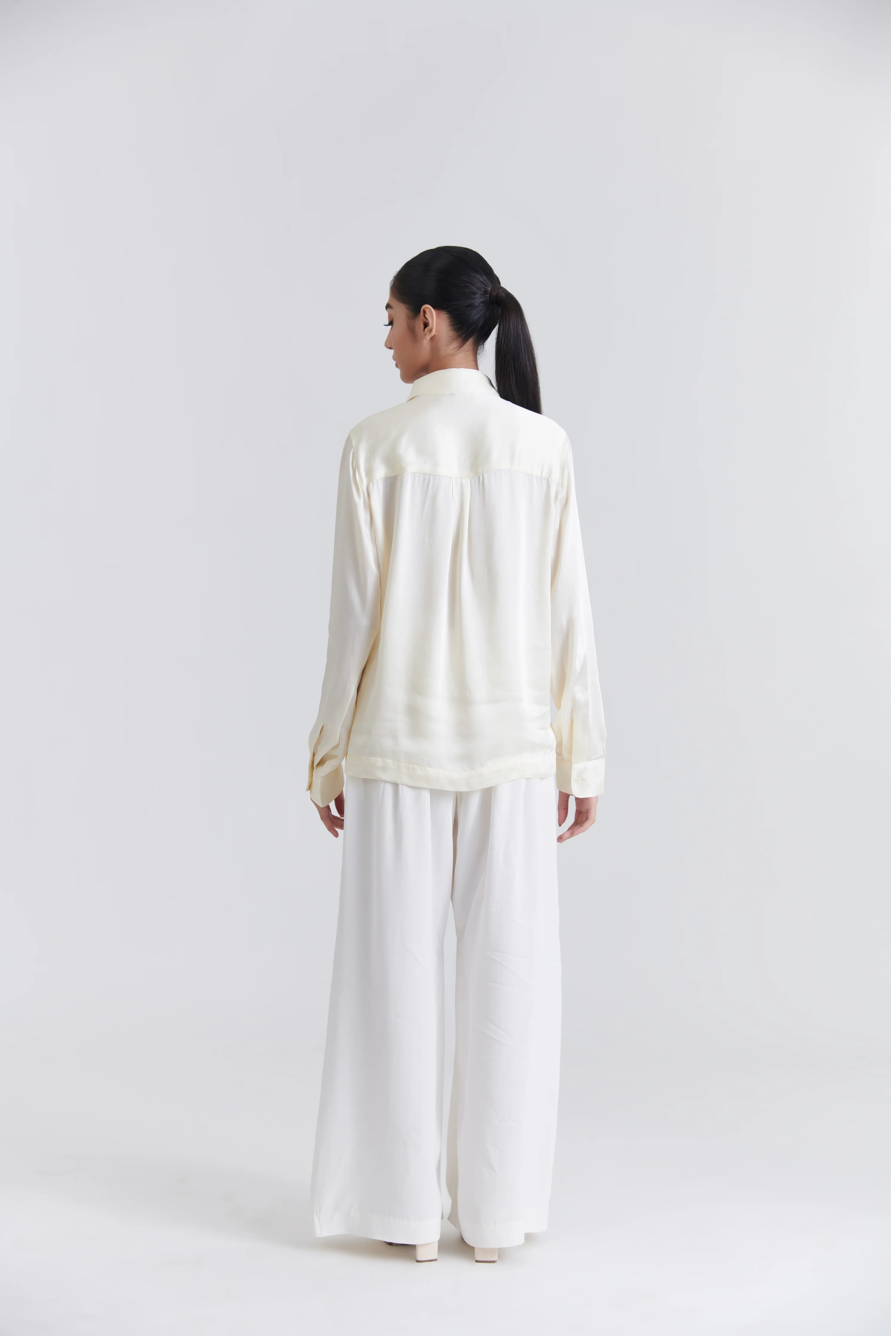 Unisex Off-White Debri Spill Boxy Fit Silk Shirt - Image 6