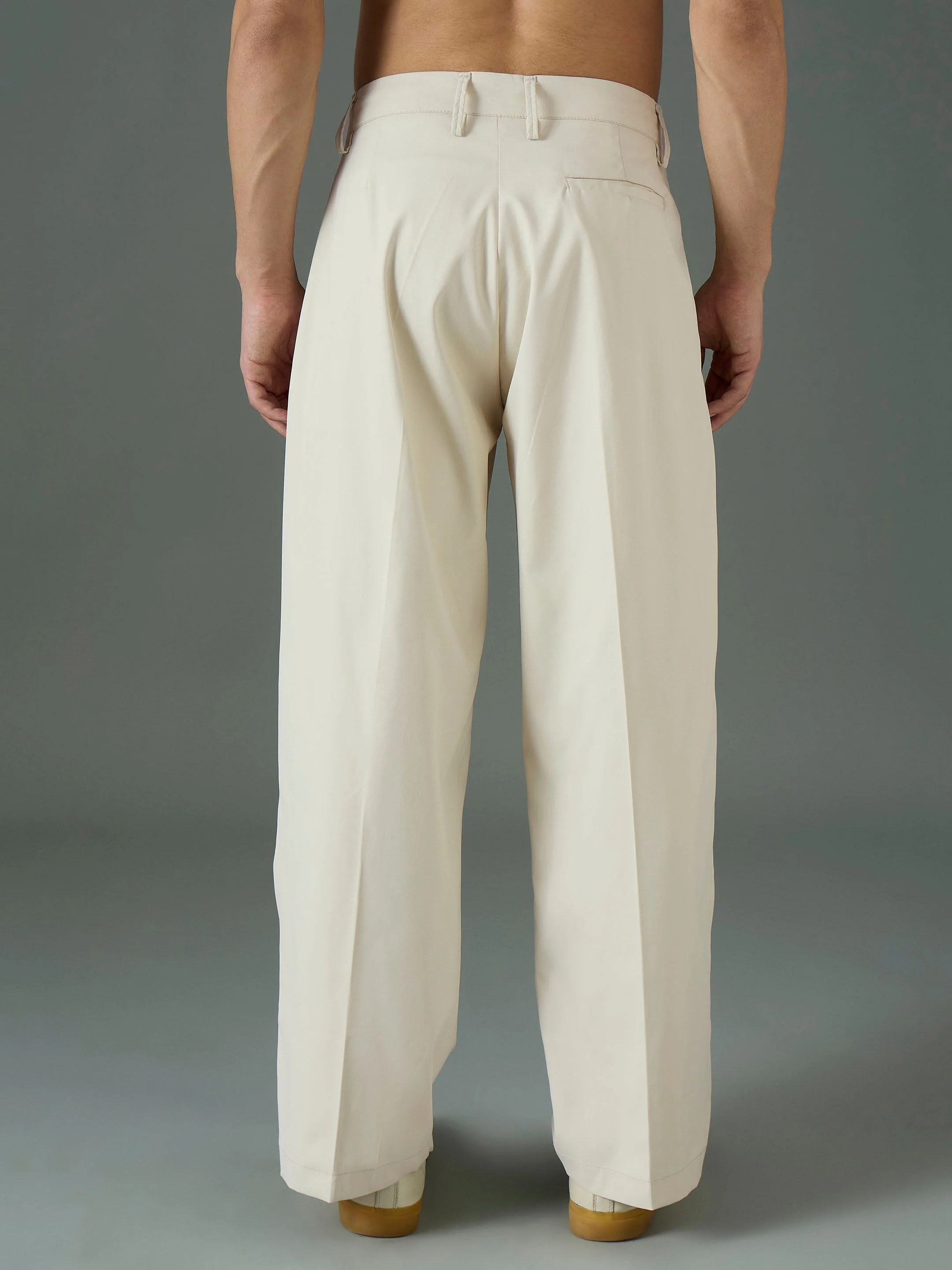 Men Off White Front Dori Relax Fit Korean Trouser - Image 2