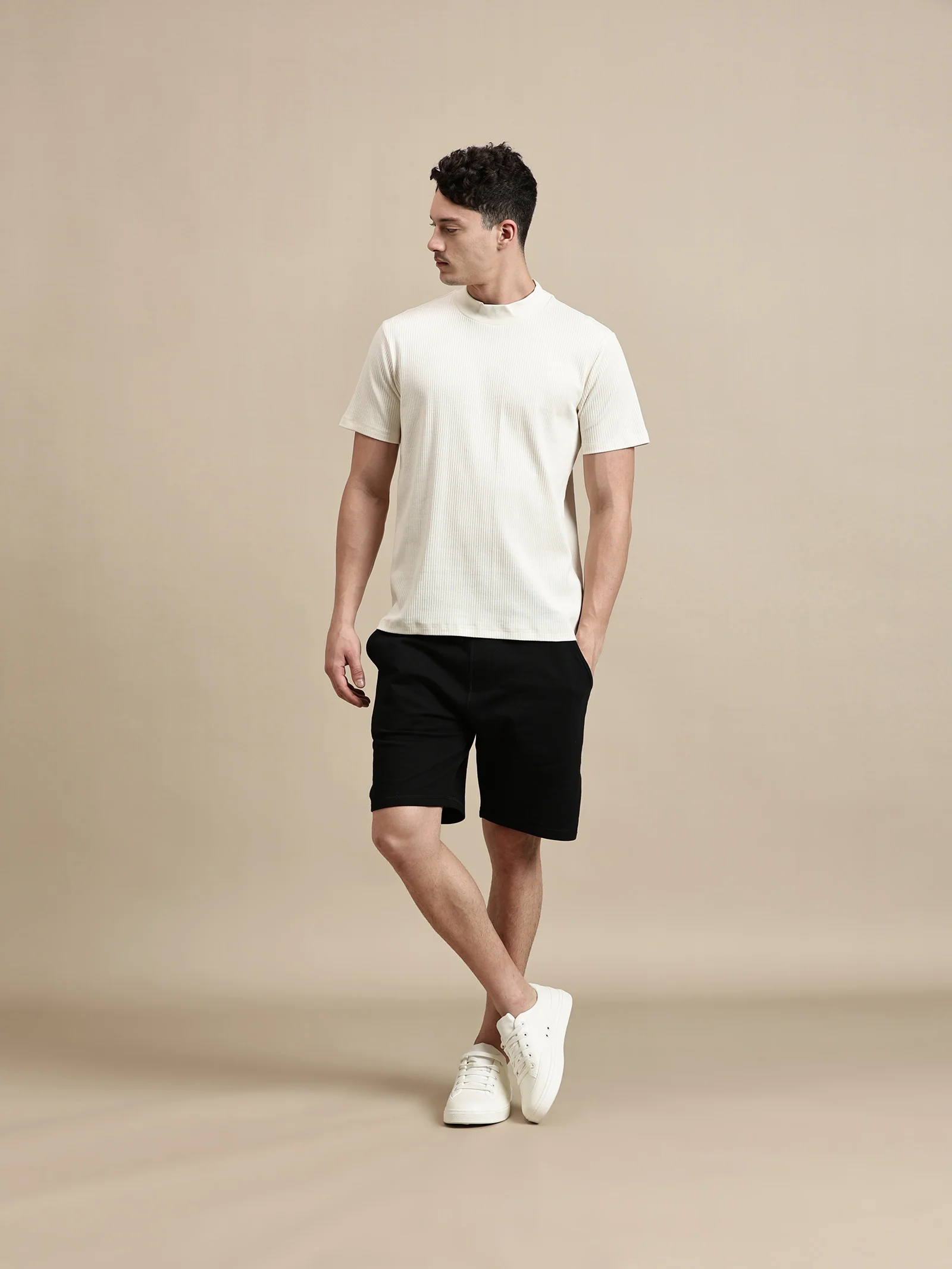 Men Off White Half Sleeve T-Shirt - Image 6