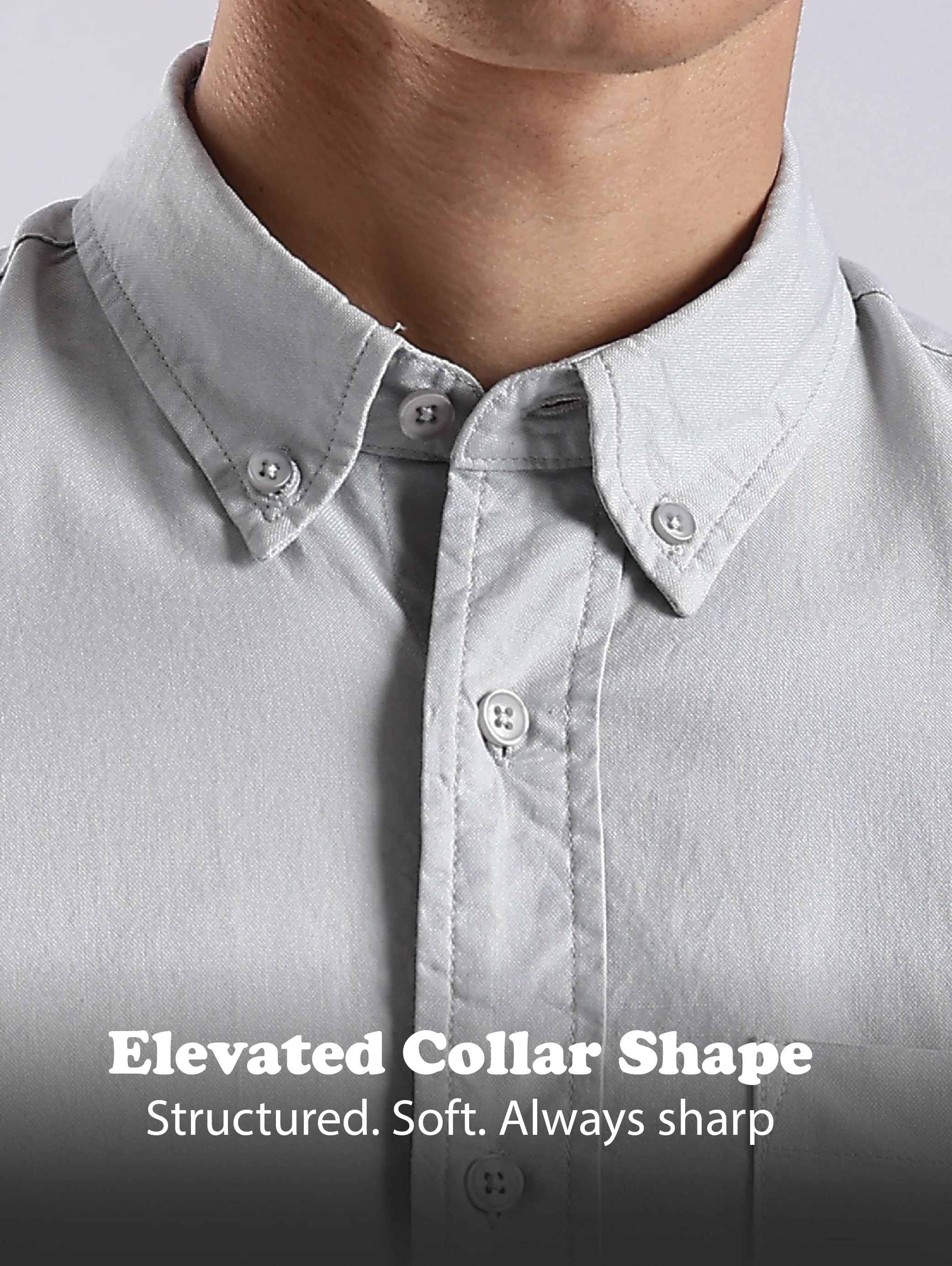 Men Off White Oxford Solid Shirt - Image 12