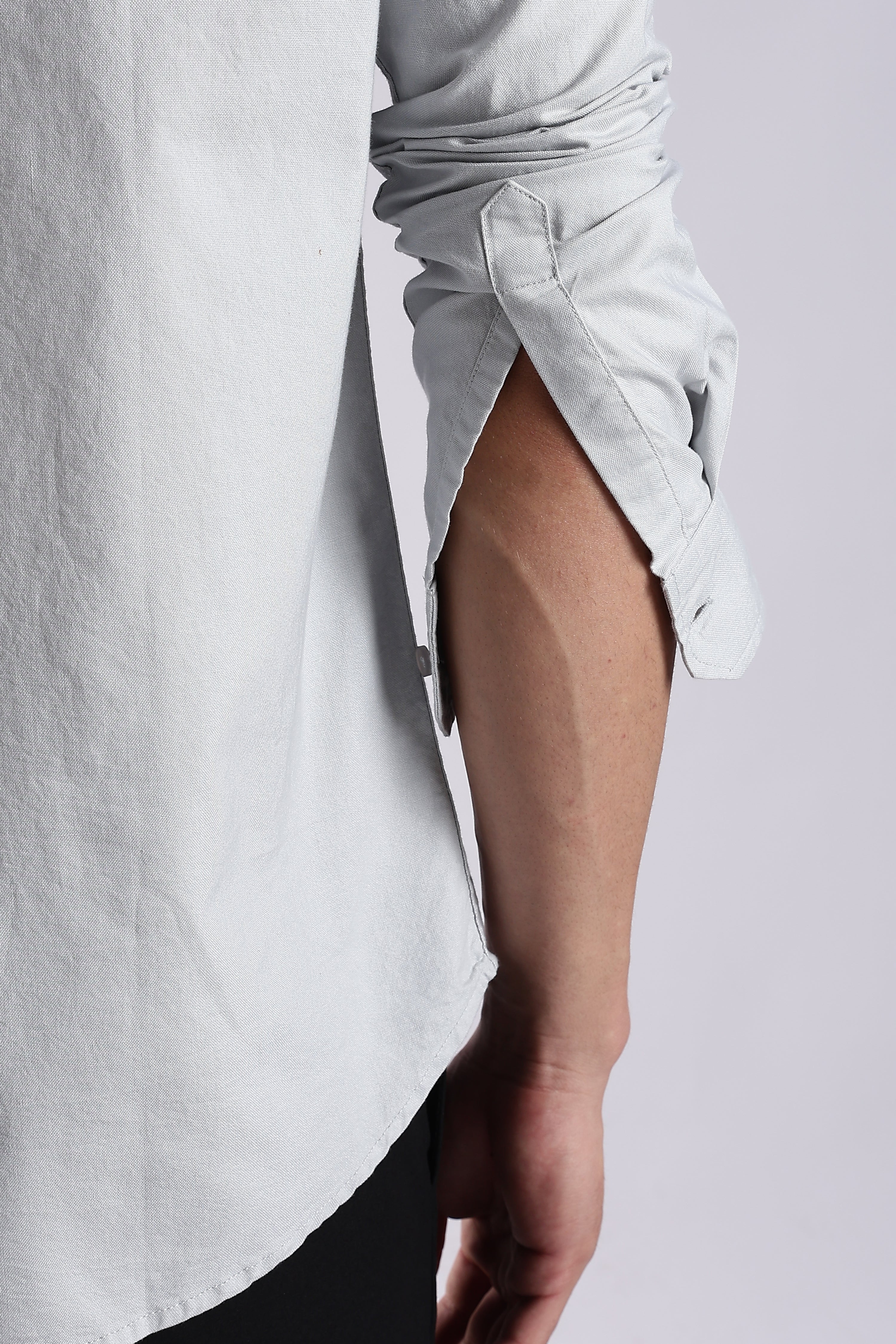 Men Off White Oxford Solid Shirt - Image 8