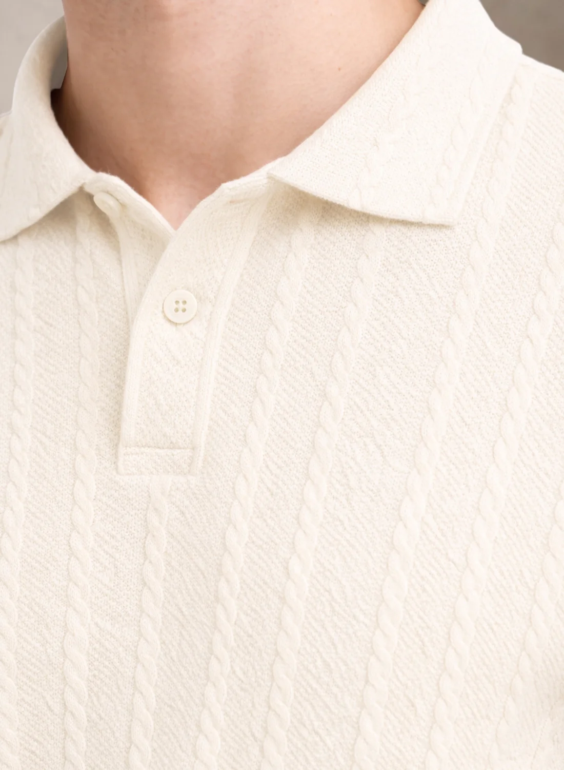 Men Off White Polo T-Shirt - Image 2