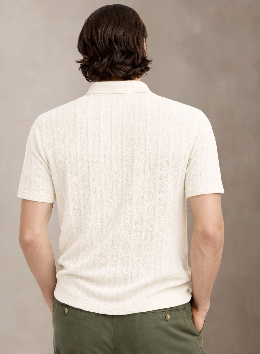 Men Off White Polo T-Shirt - Image 3