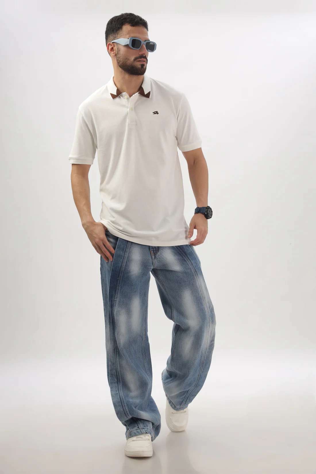Men White Regular Fit Polo T-Shirt - Image 5