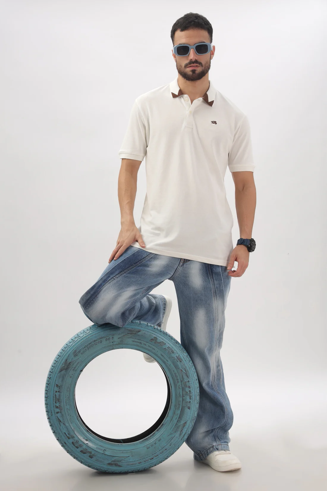 Men White Regular Fit Polo T-Shirt - Image 7