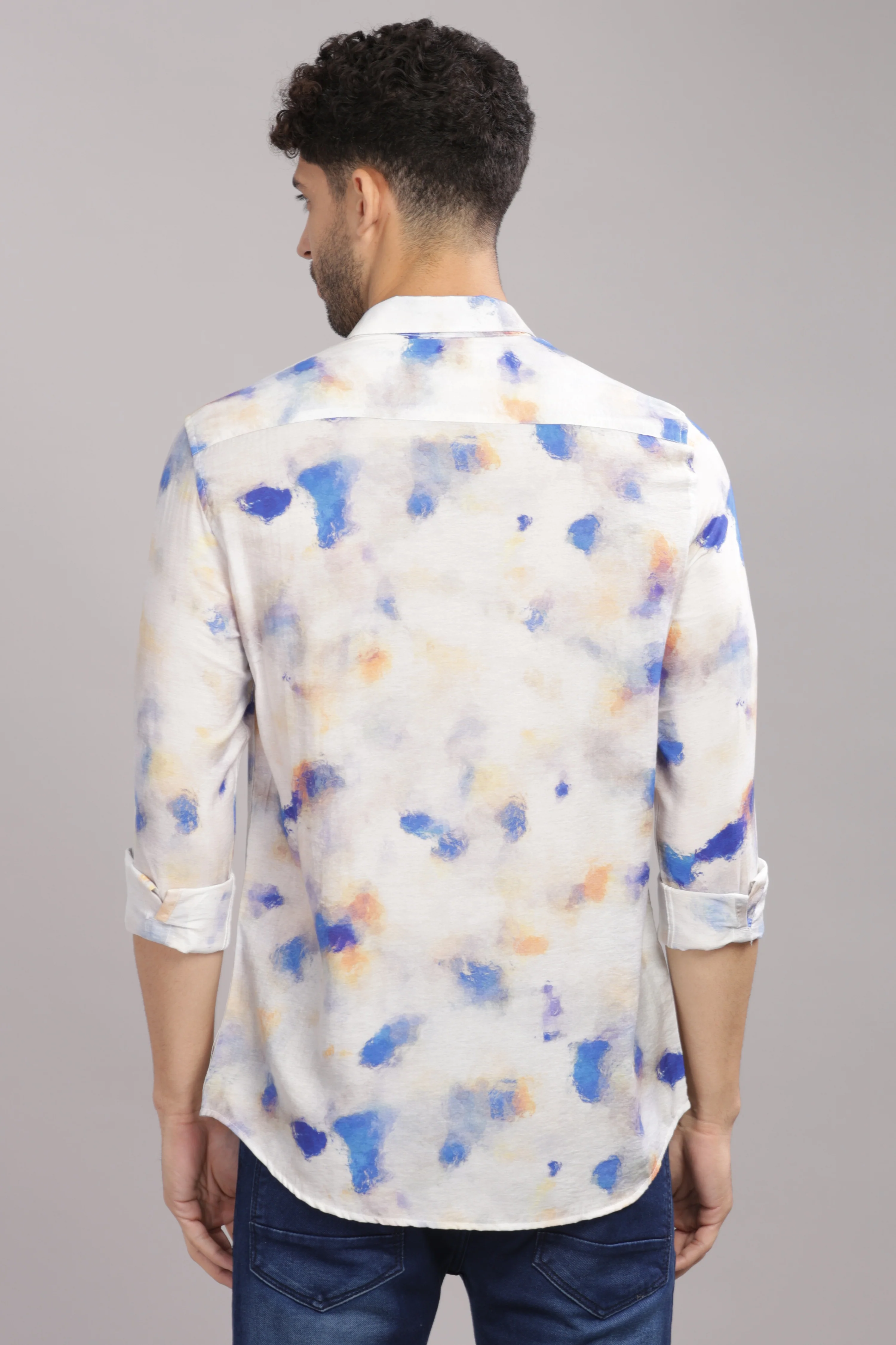 Men Off White Slim Fit Shirt - Image 2