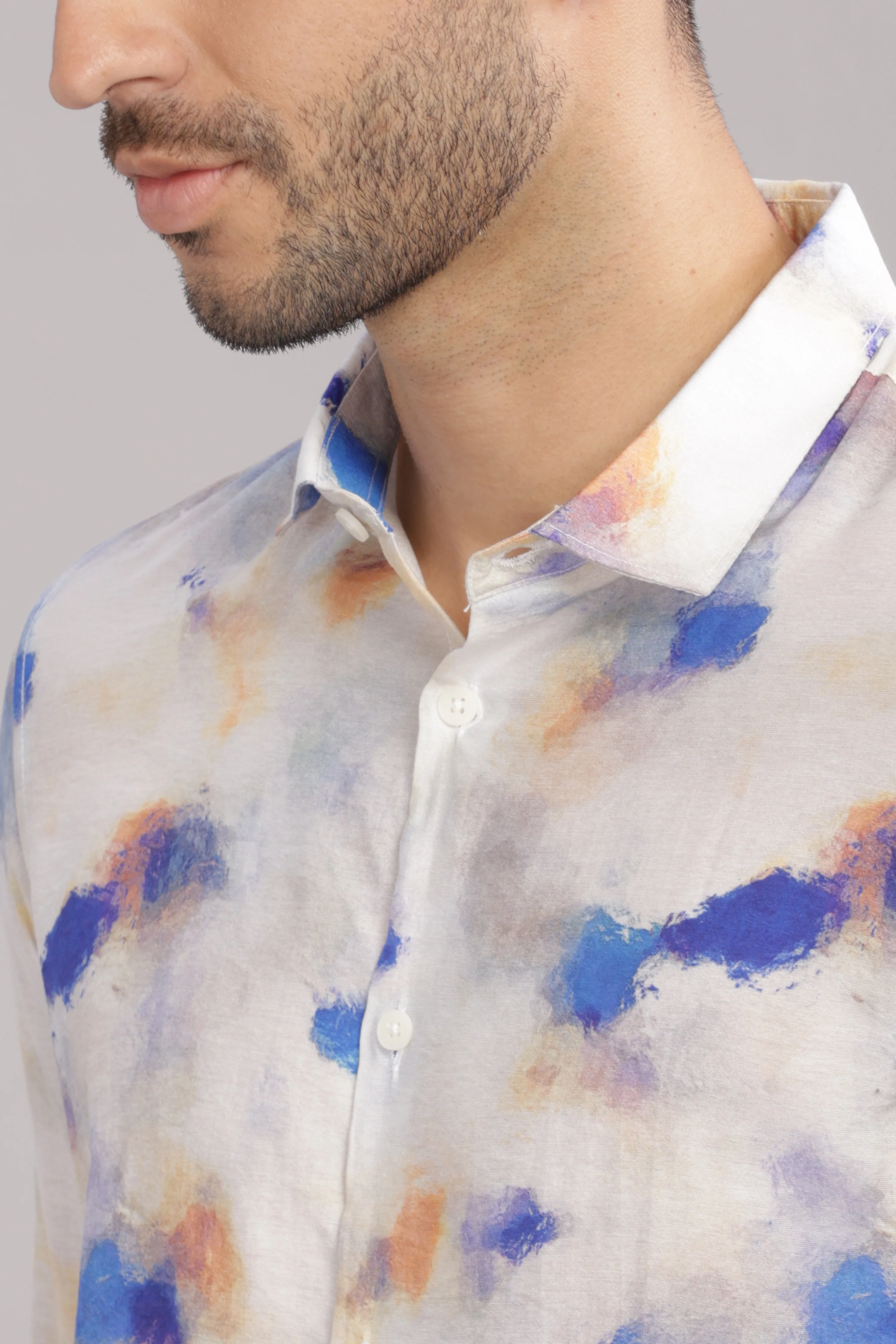 Men Off White Slim Fit Shirt - Image 6