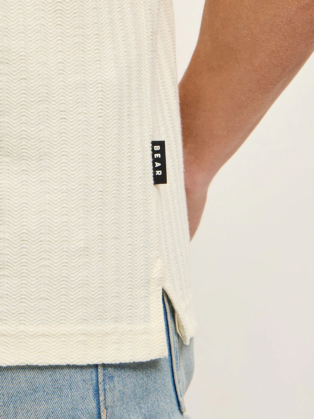 Men Off-White Texture Slim Fit Polo - Image 6