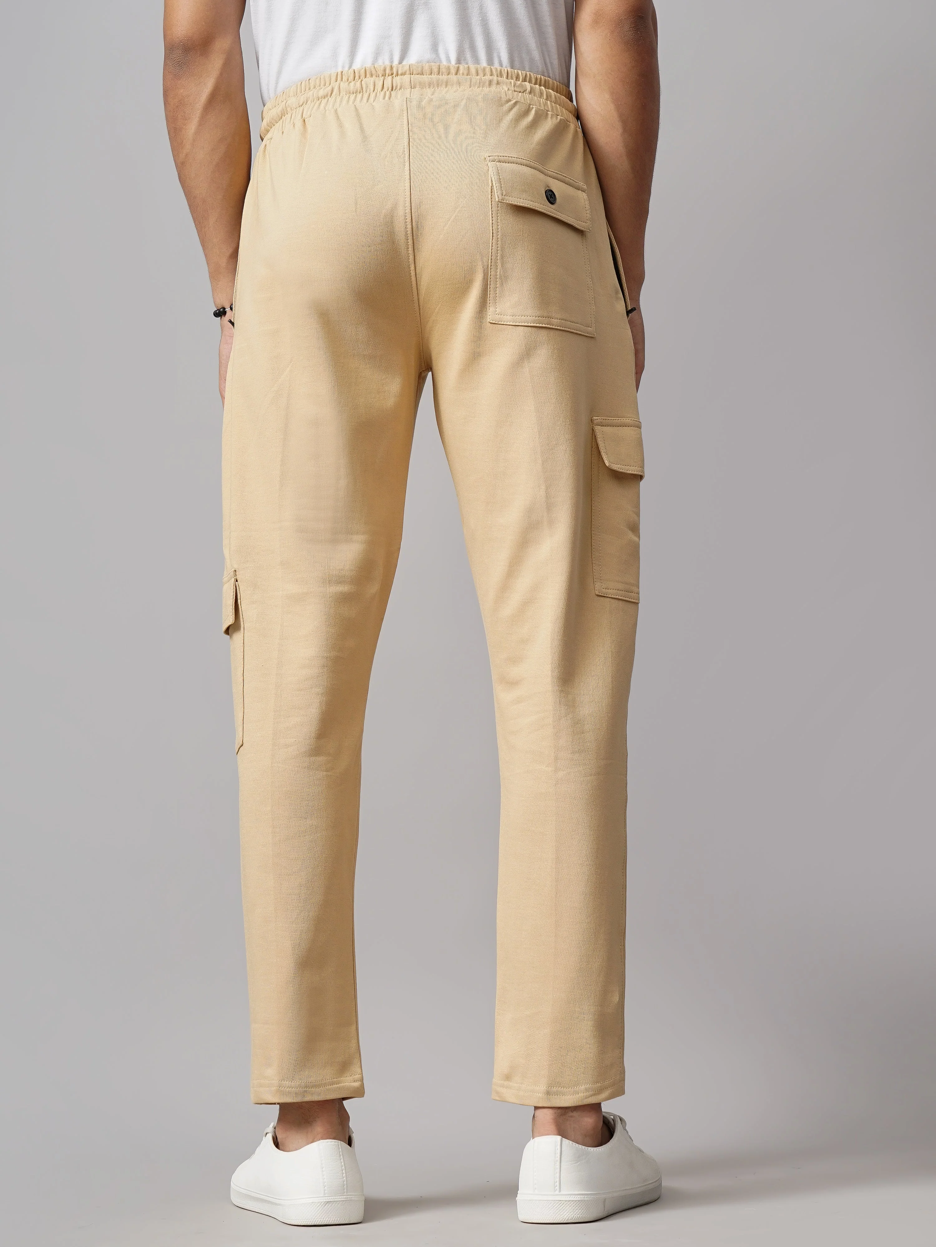 Men Offset Cream Knitted Cargo Pant - Image 5