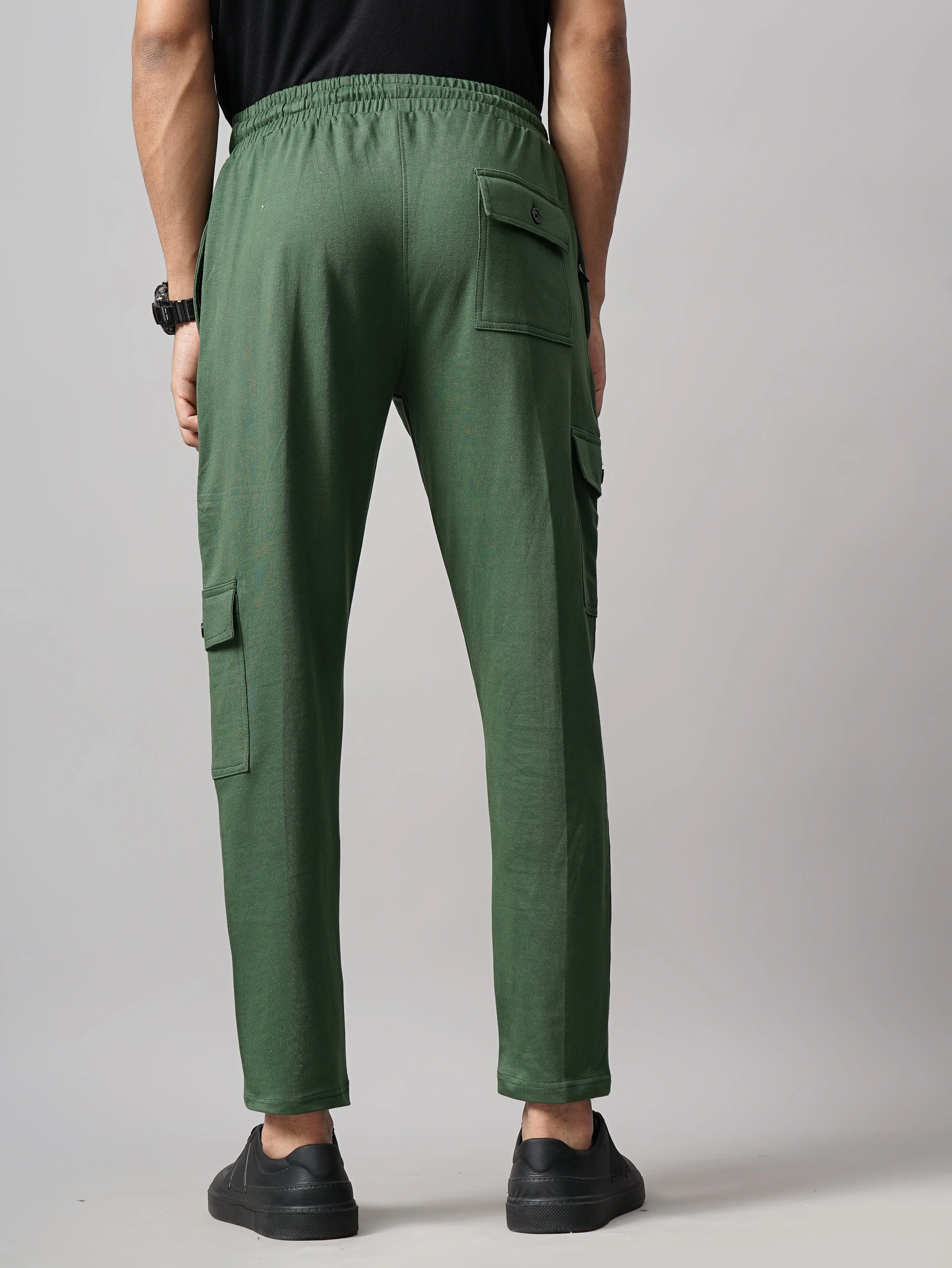 Men Offset Olive Knitted Cargo Pant - Image 2
