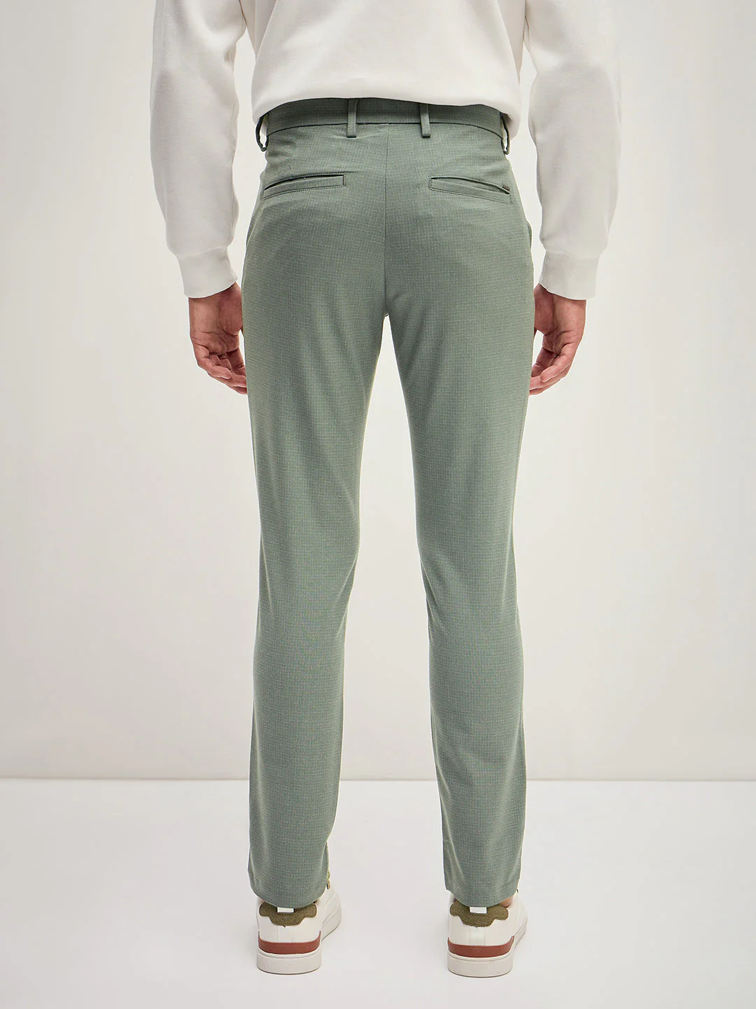 Men Olive 4 Way Stretch Formal Trouser - Image 2