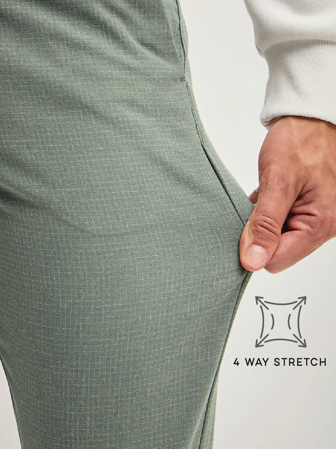Men Olive 4 Way Stretch Formal Trouser - Image 5
