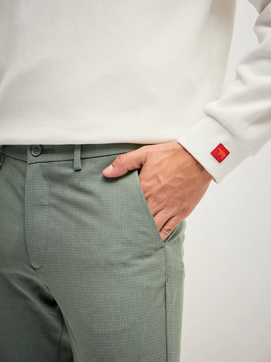 Men Olive 4 Way Stretch Formal Trouser - Image 6