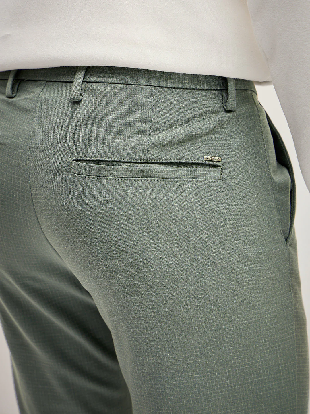 Men Olive 4 Way Stretch Formal Trouser - Image 7