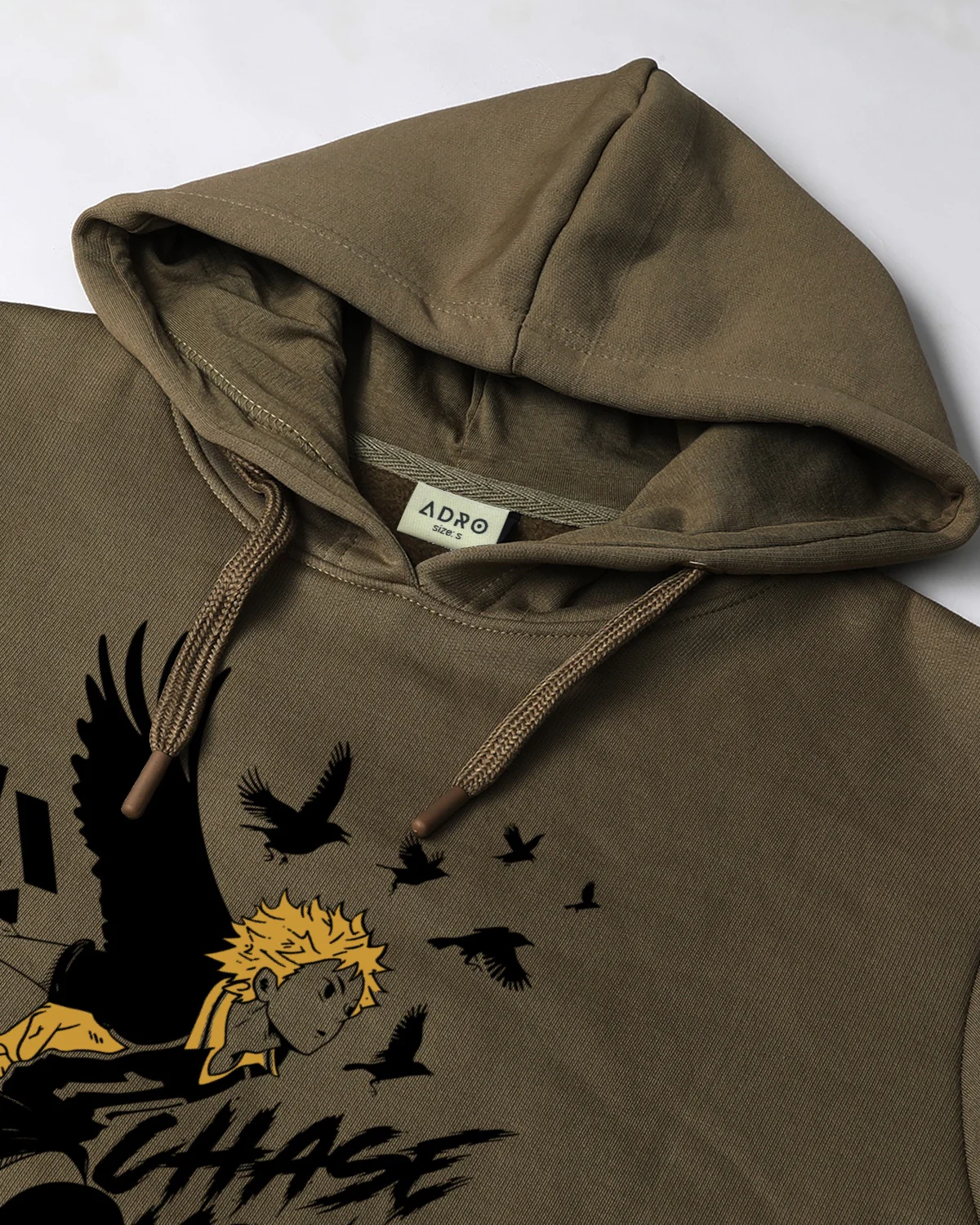 Men Olive Anime Hoodies - Image 5