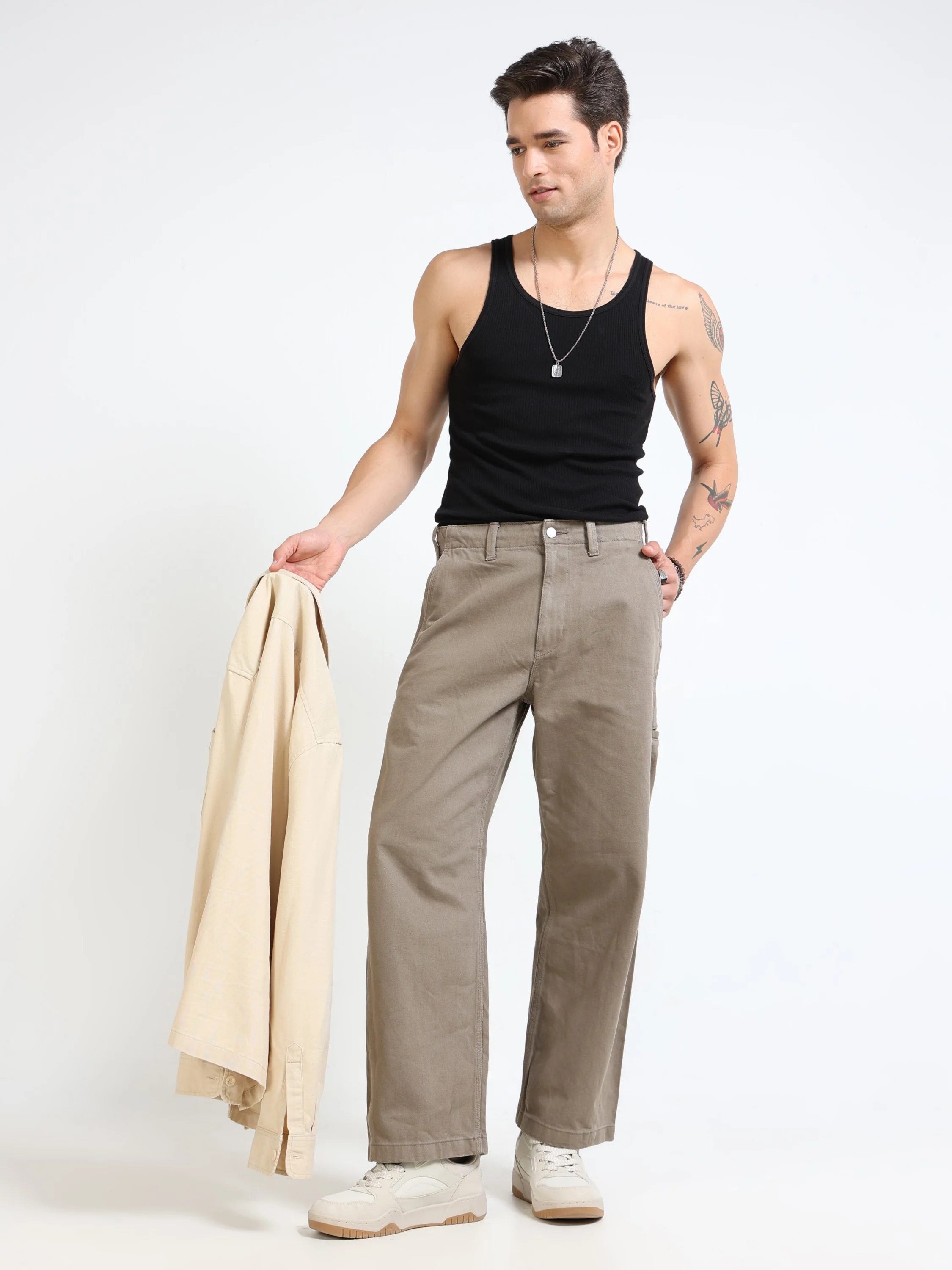 Men Khaki Baggy Fit Pants - Image 2