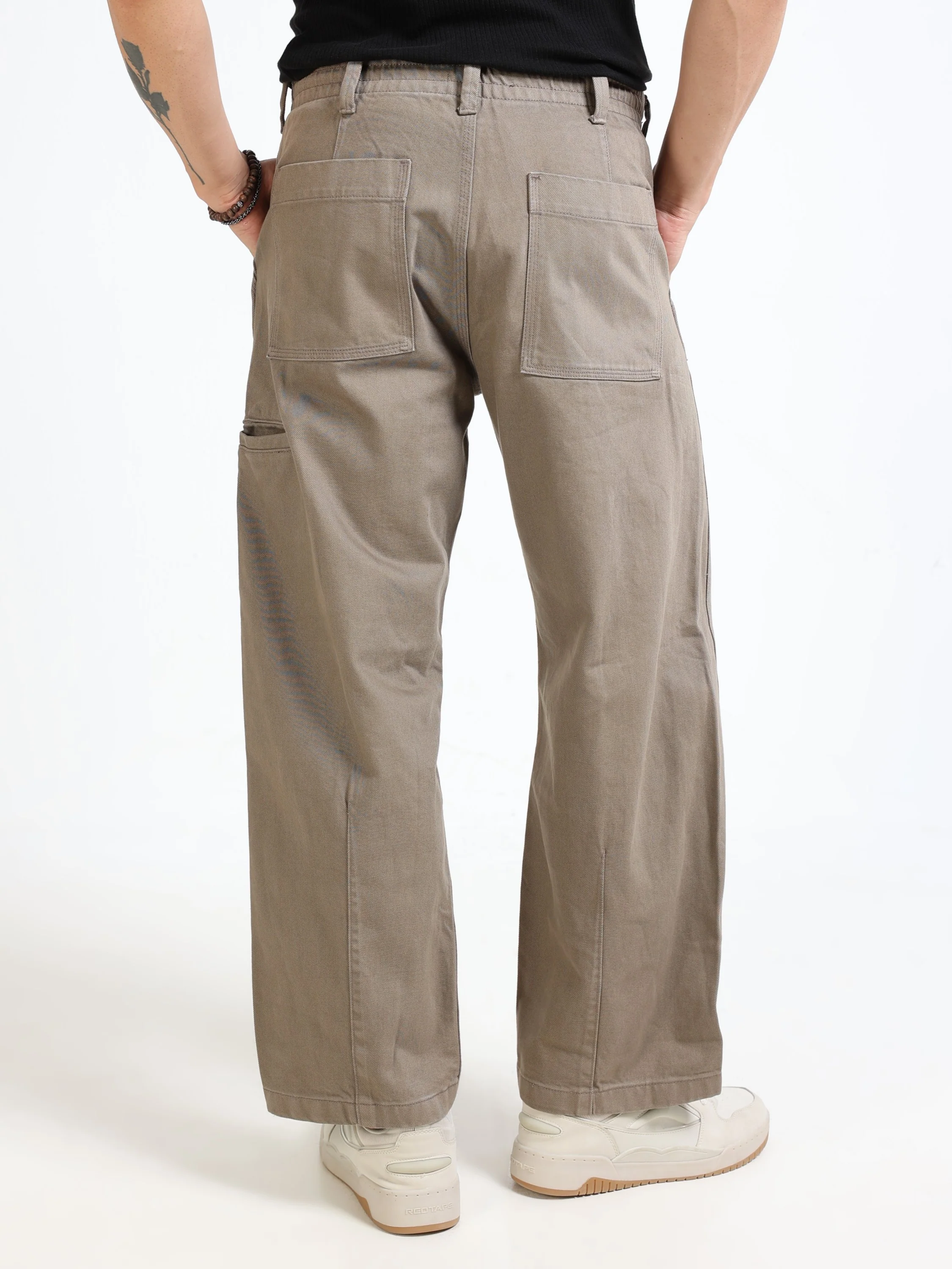 Men Khaki Baggy Fit Pants - Image 3