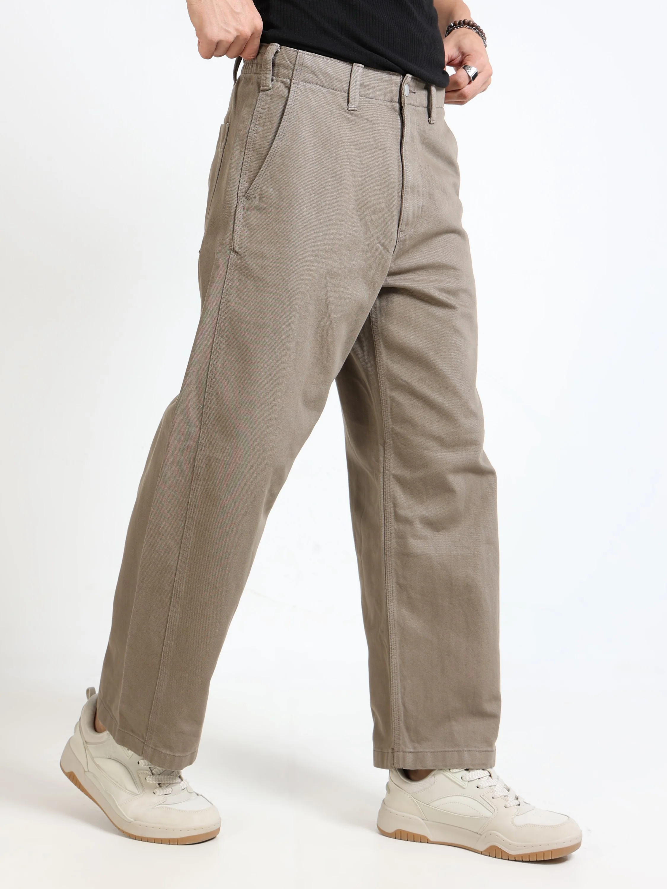 Men Khaki Baggy Fit Pants - Image 6