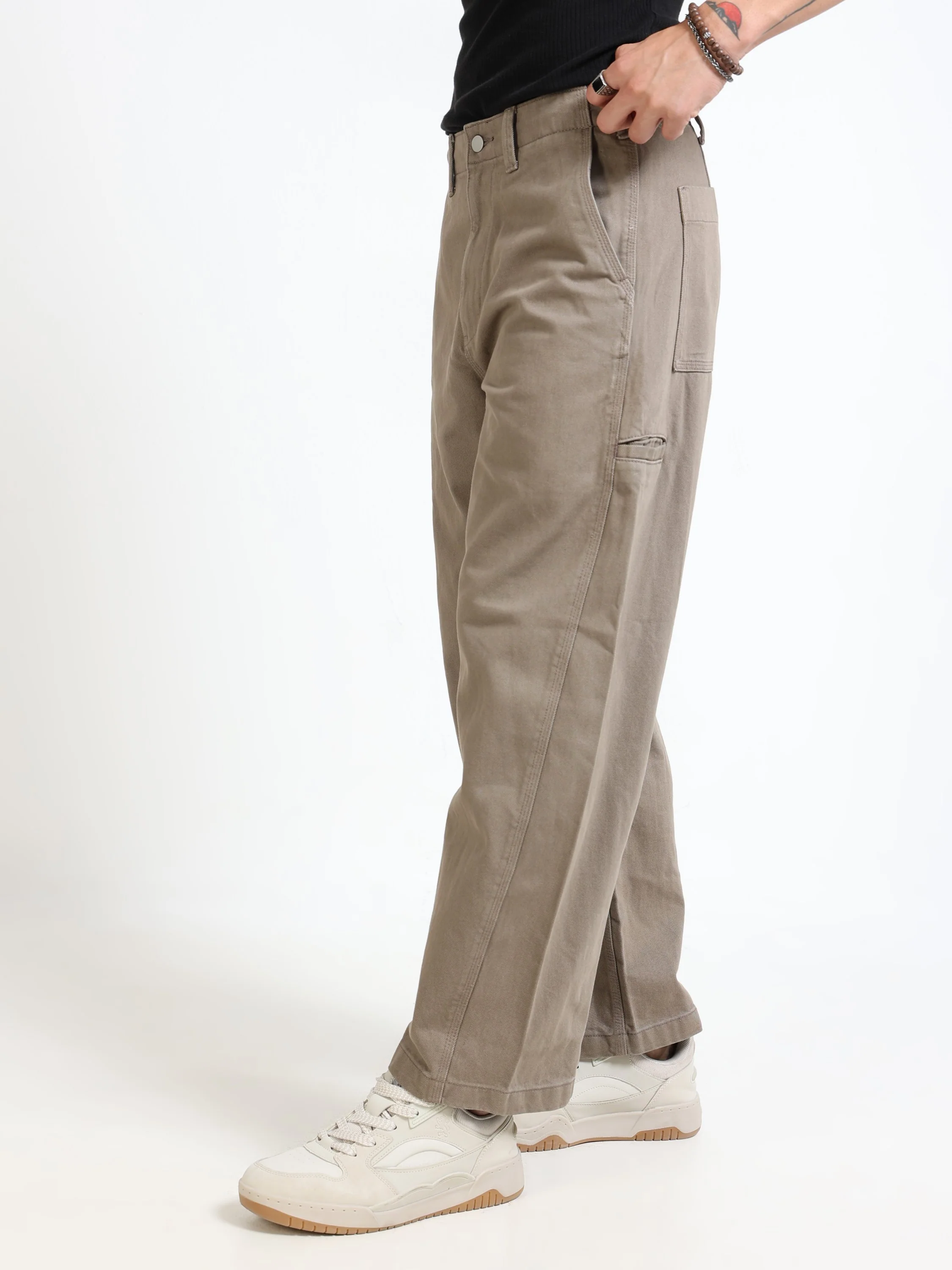 Men Khaki Baggy Fit Pants - Image 7