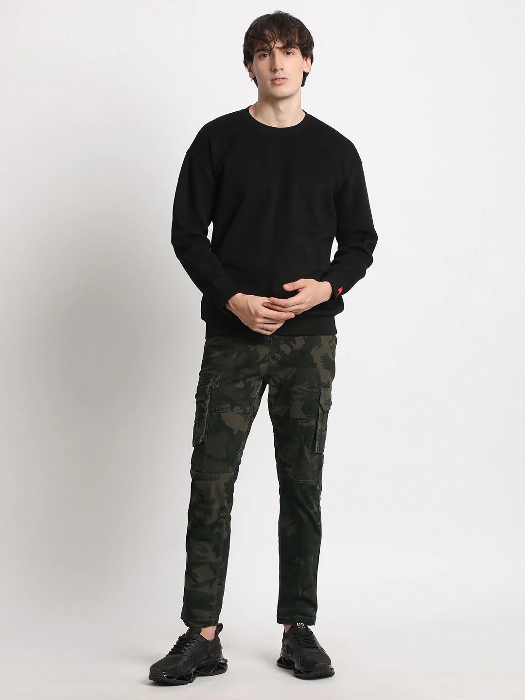 Men Olive Camouflage Printed Regular Fit Cargo - Image 5