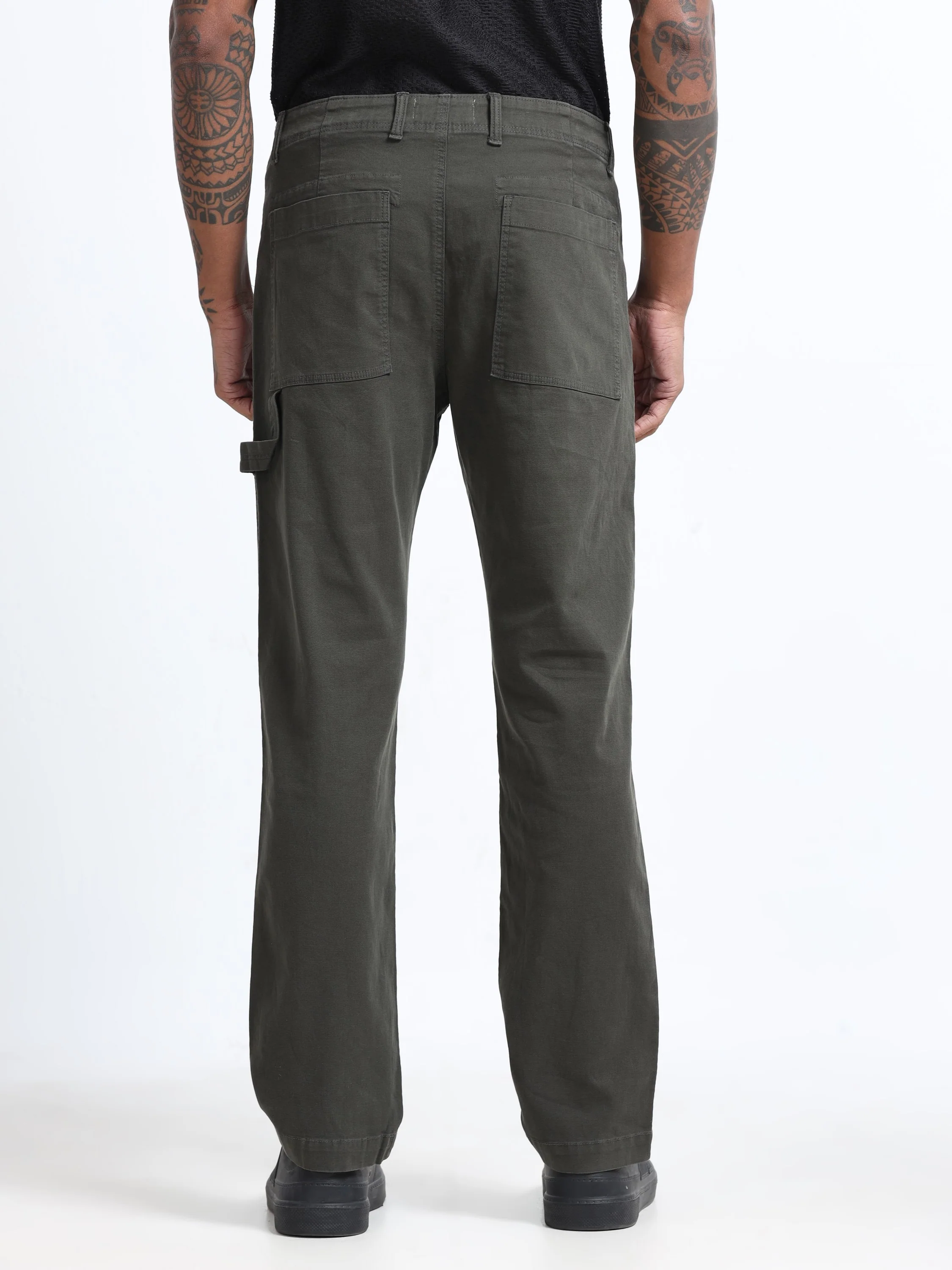 Men Olive Carpenter Cargo Pants - Image 3