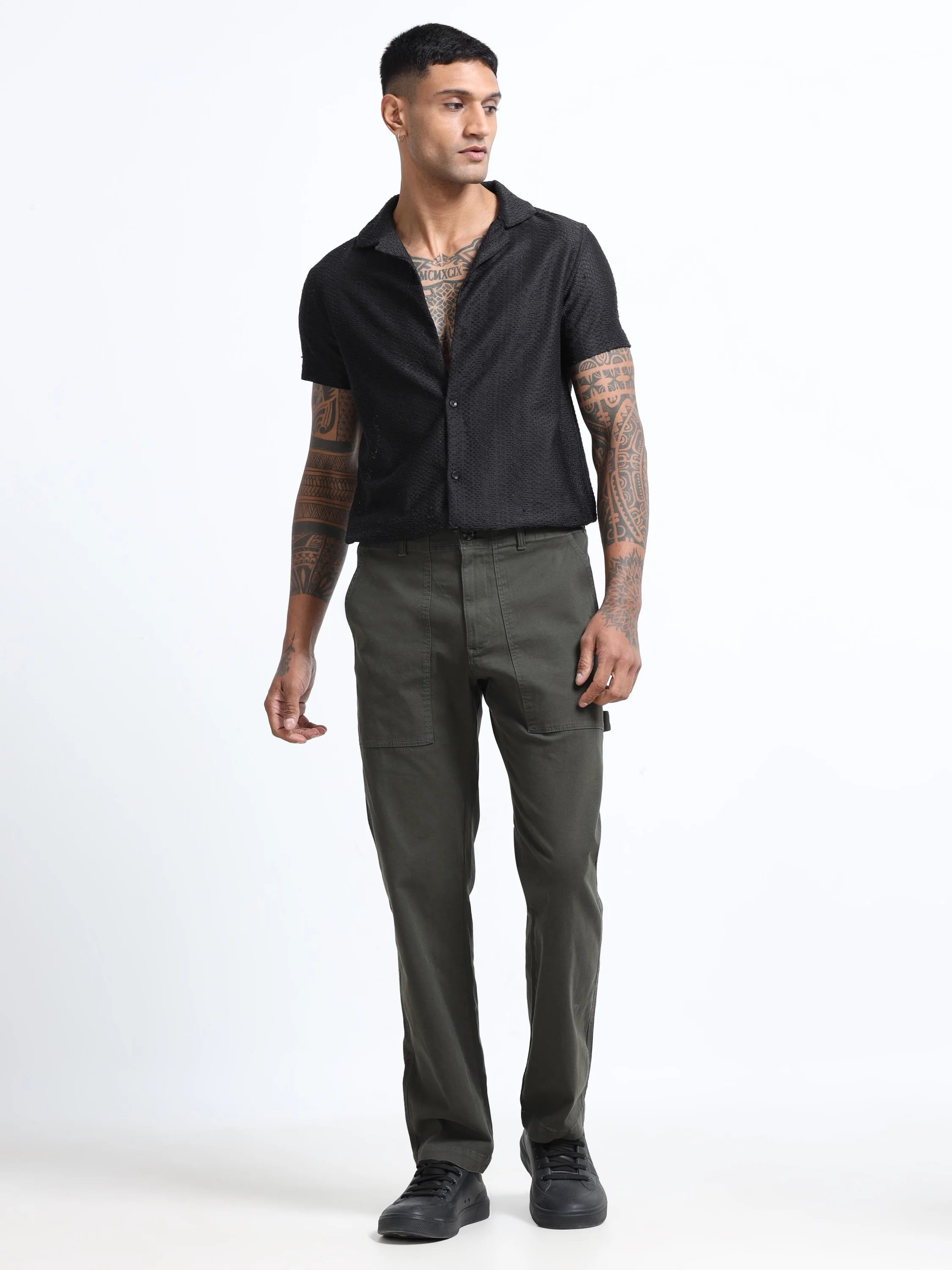 Men Olive Carpenter Cargo Pants - Image 6