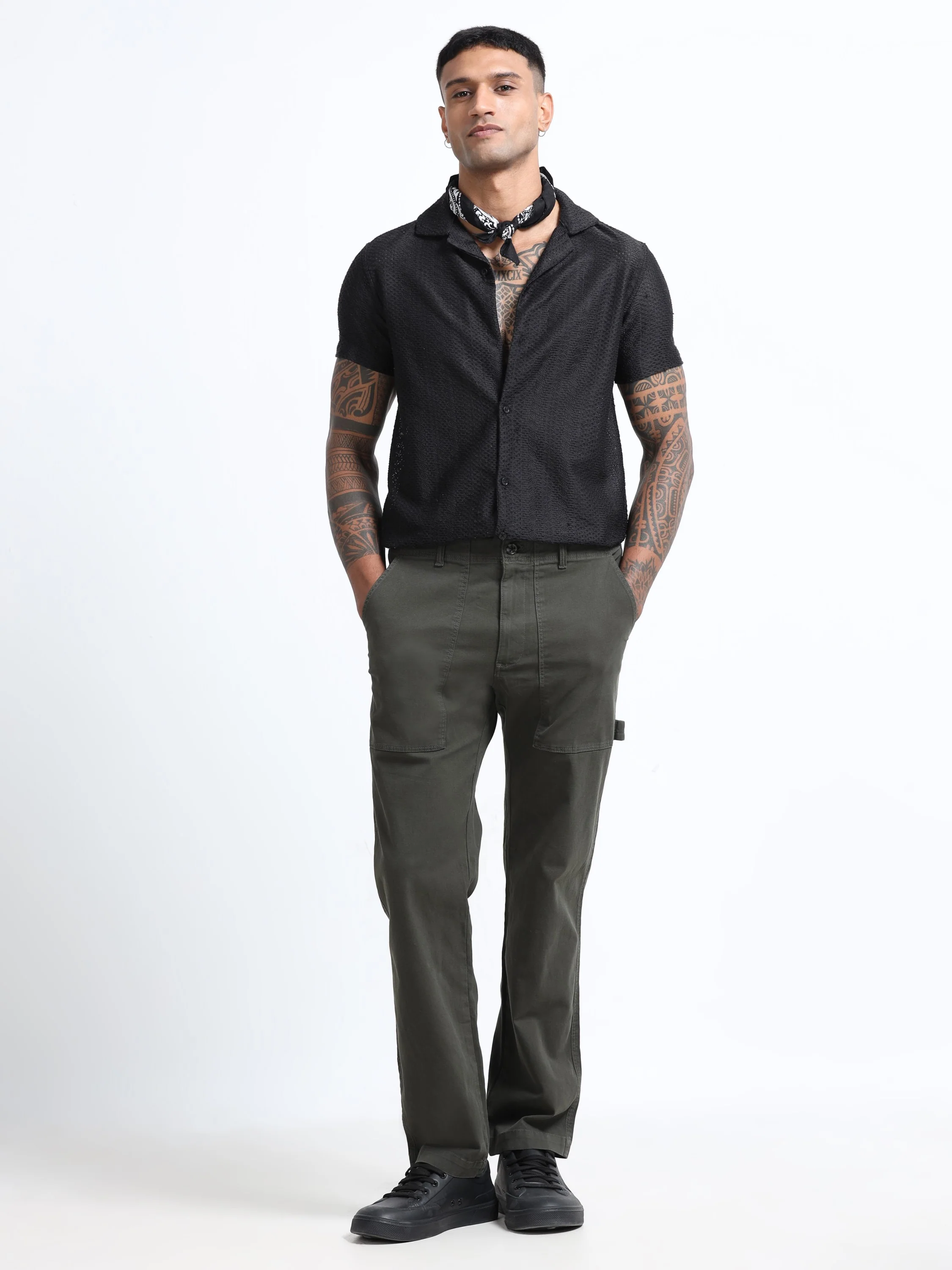 Men Olive Carpenter Cargo Pants - Image 7
