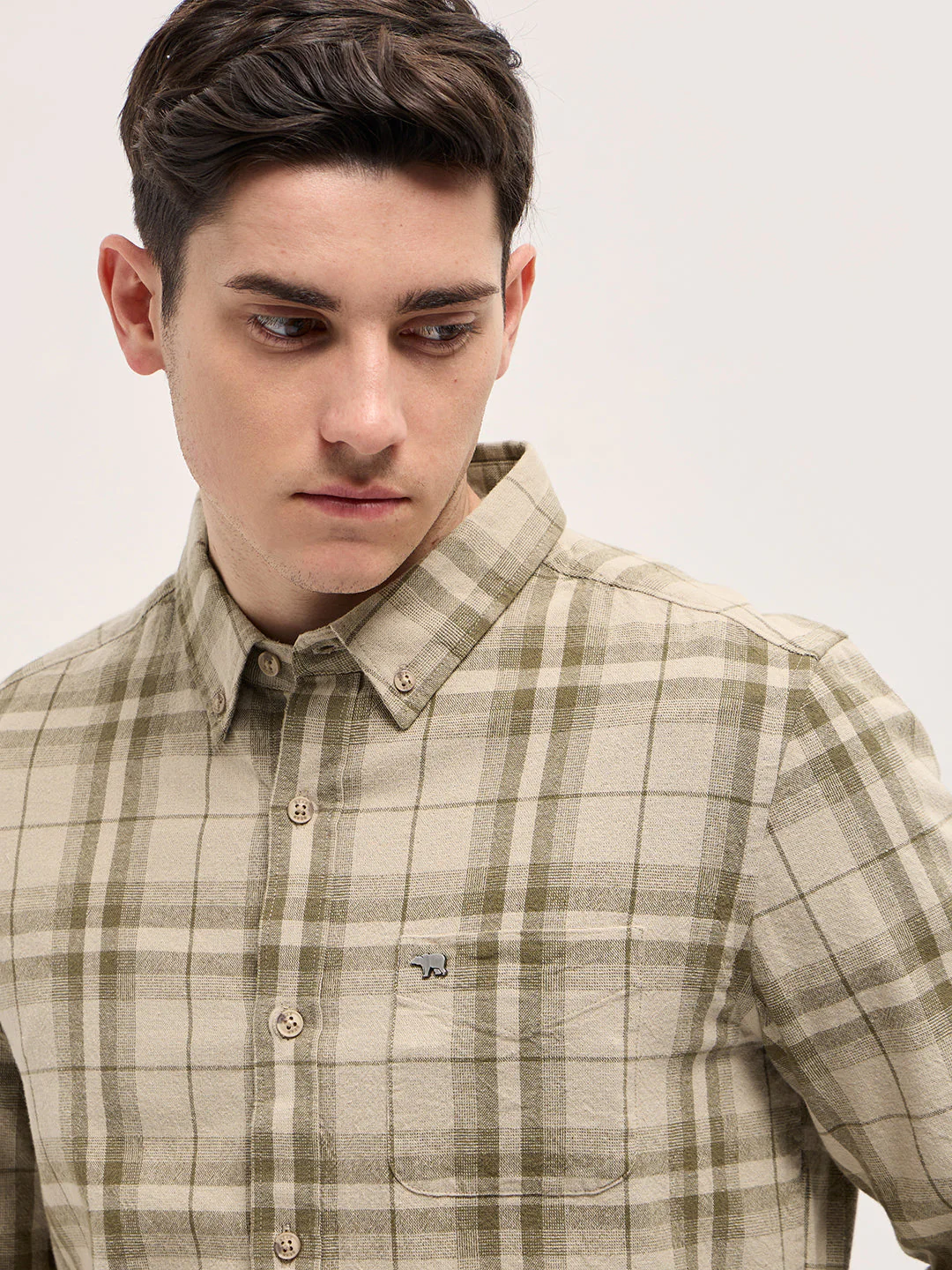 Men Olive Casual Shirt - Image 5
