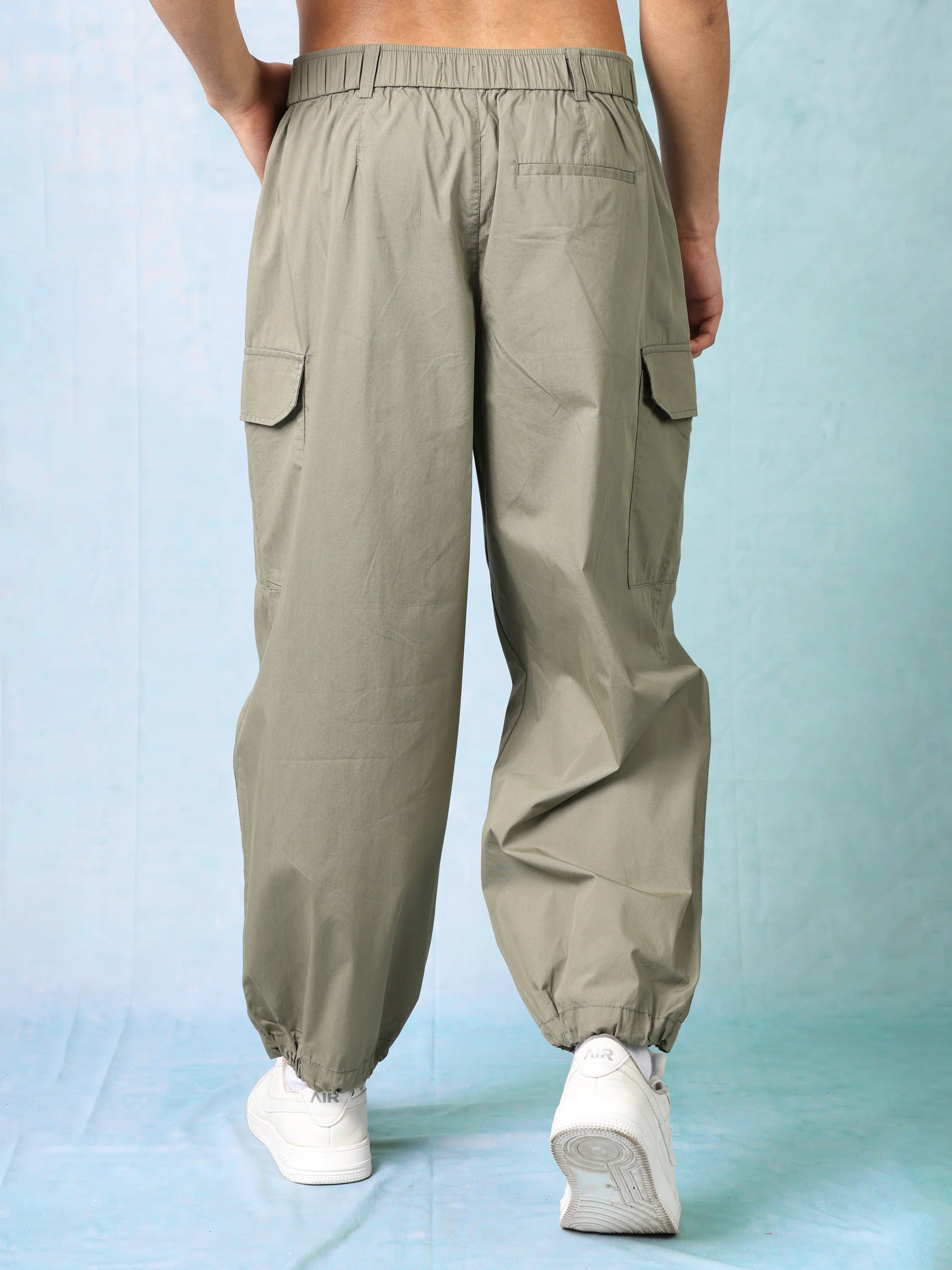 Men Olive Comfort Fit Cargo Pants - Image 4