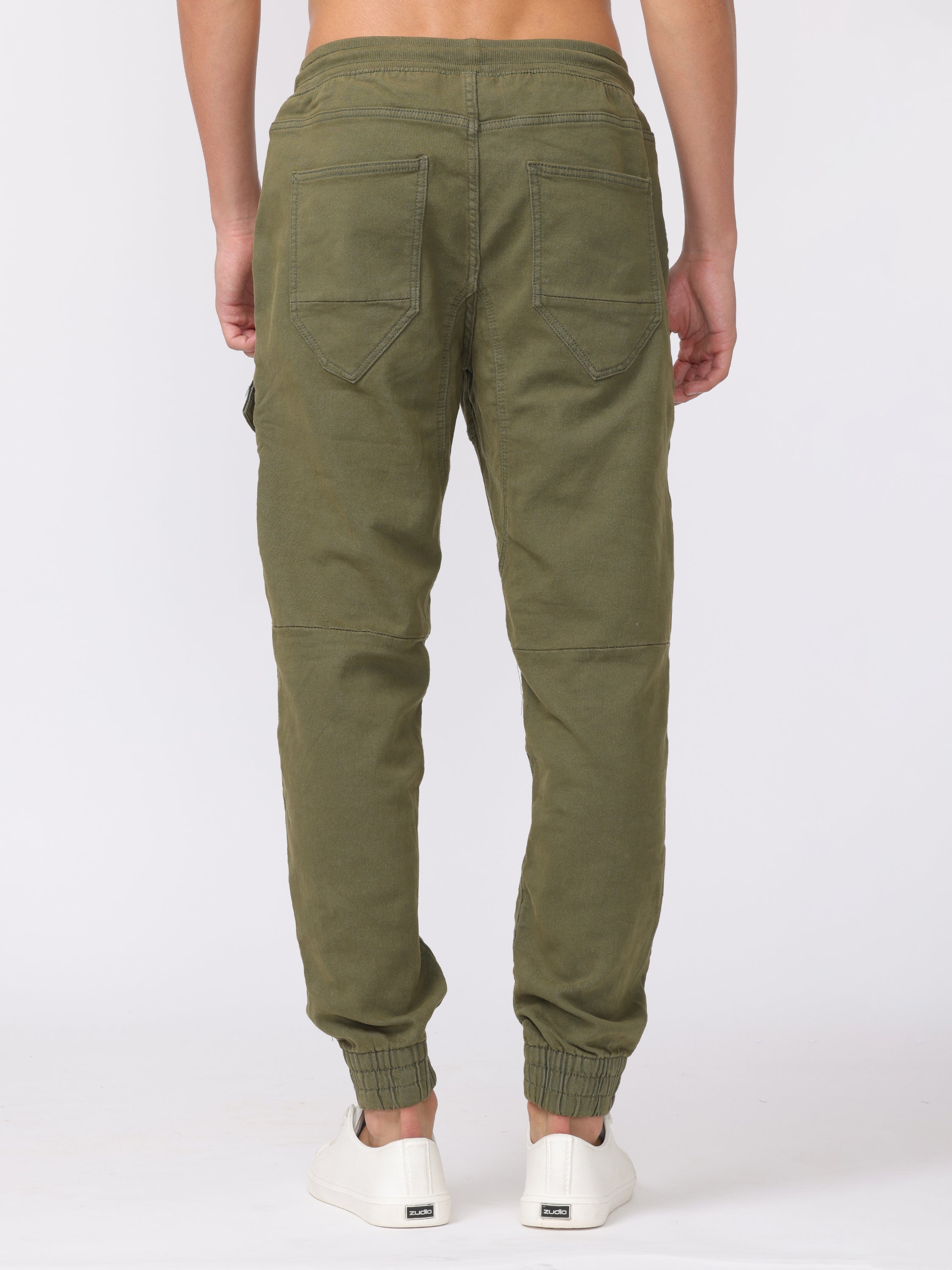 Men Olive Comfort Fit Stretchable Joggers - Image 4