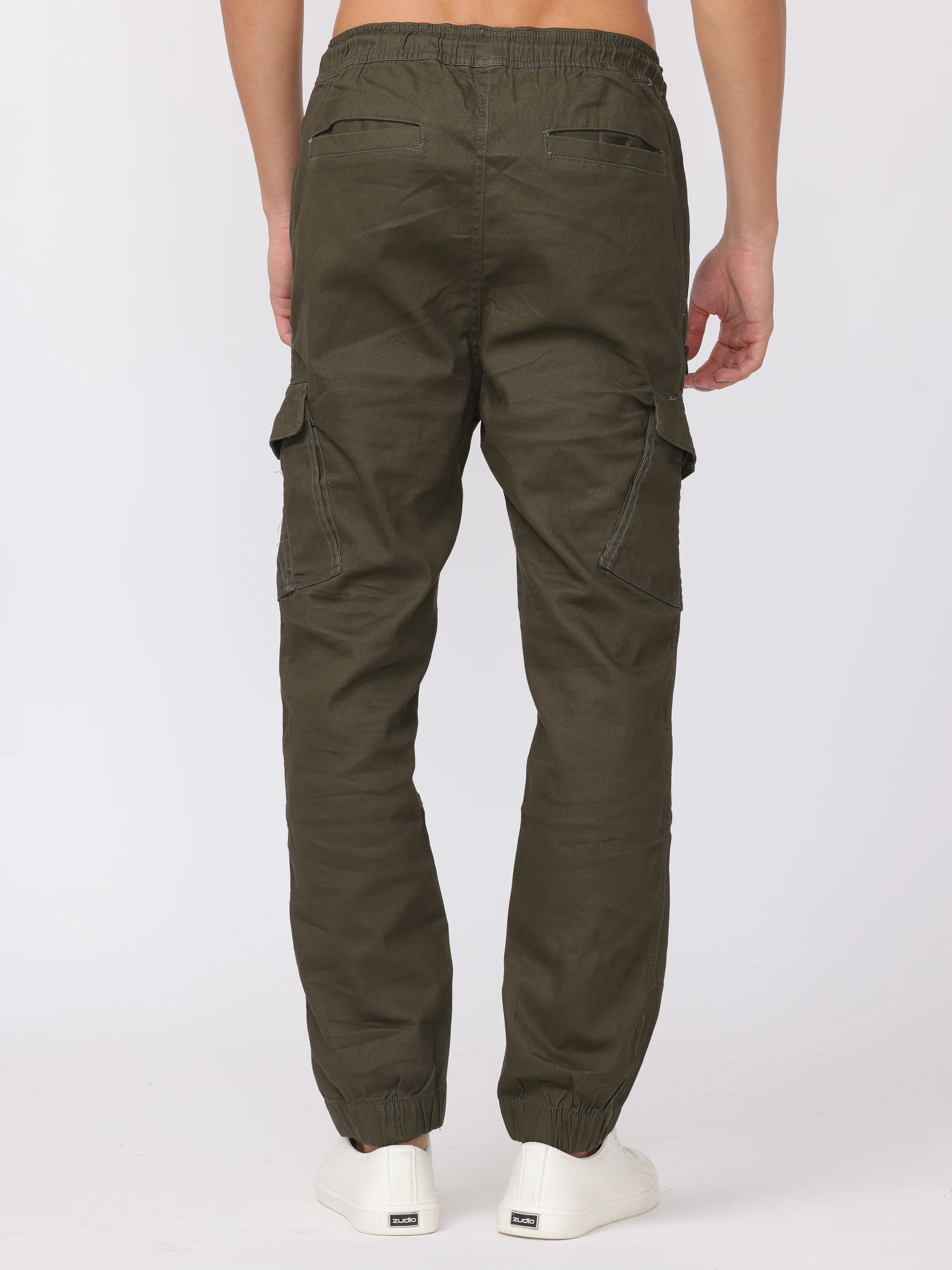 Men Olive Comfort Fit Joggers - Image 4