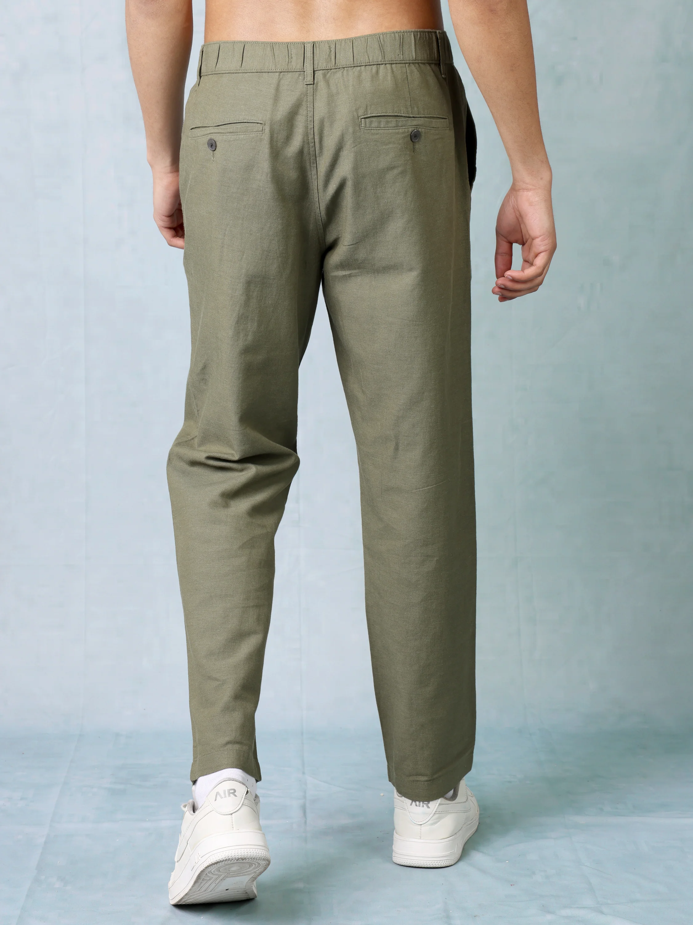 Men Olive Comfort Fit Pants - Image 4