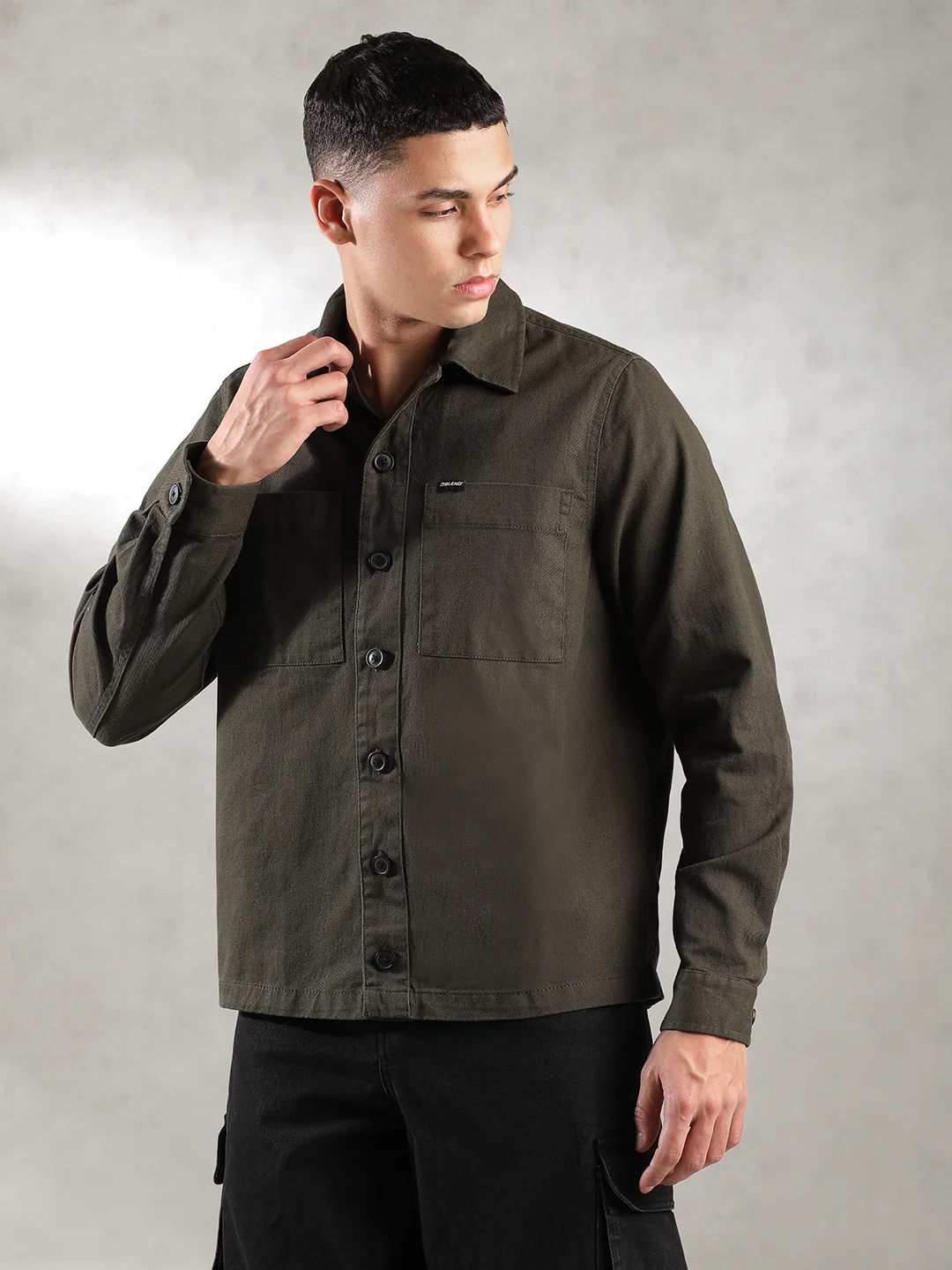 Men Olive Comfort Fit Shirt - Image 3
