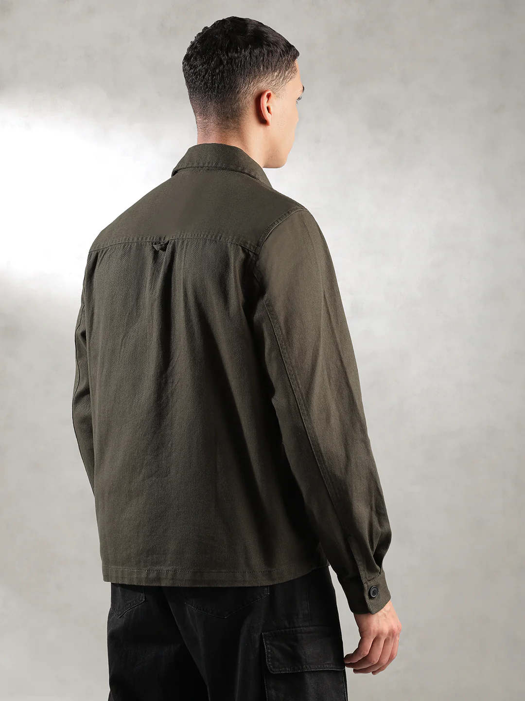 Men Olive Comfort Fit Shirt - Image 4