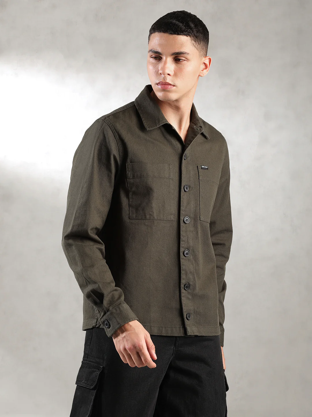 Men Olive Comfort Fit Shirt - Image 5