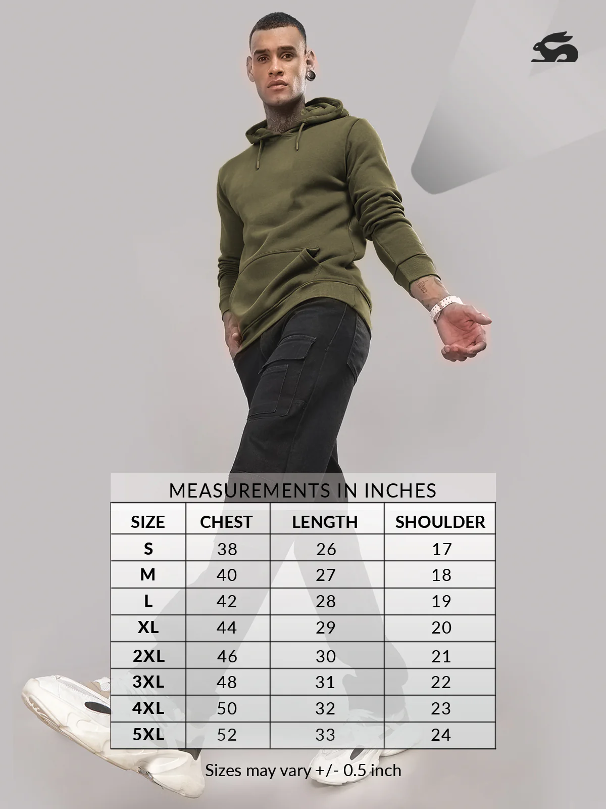 Men Olive Cotton Fleece Hoodie - Image 6