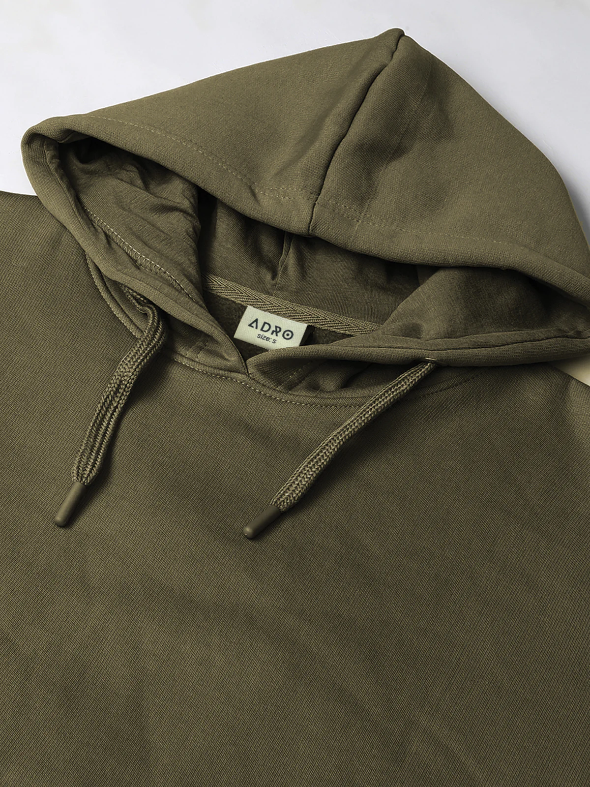 Men Olive Cotton Fleece Hoodie - Image 5