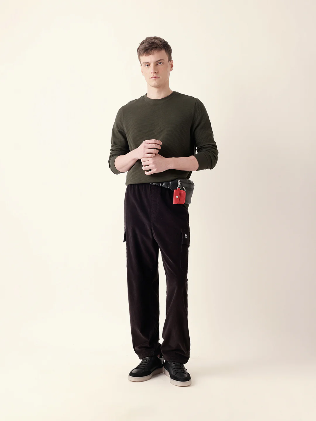 Men Olive Full Sleeve Regular T-Shirt - Image 8