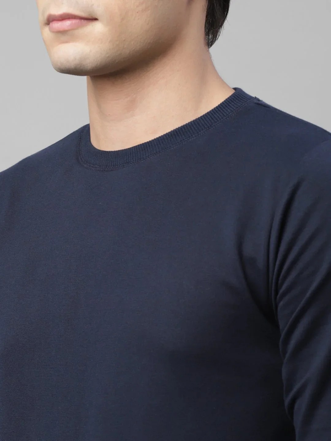 Men Navy Terry Round Neck Sweatshirt - Image 6