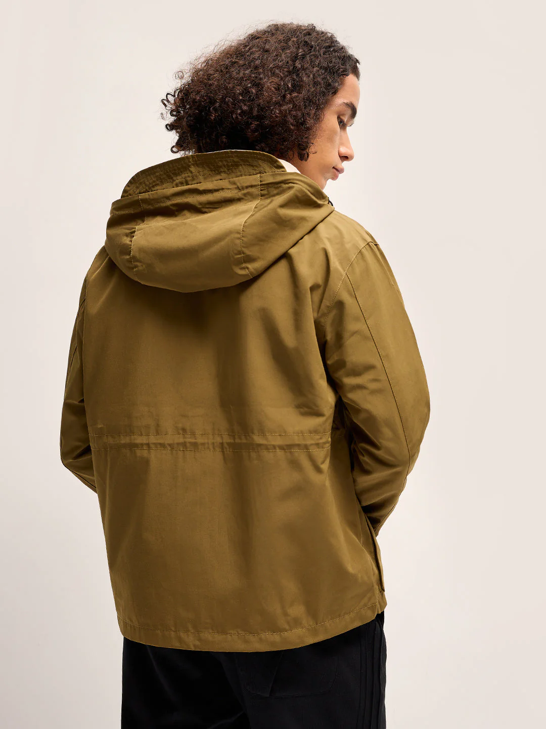 Men Olive Green Hooded Utility Jacket - Image 2