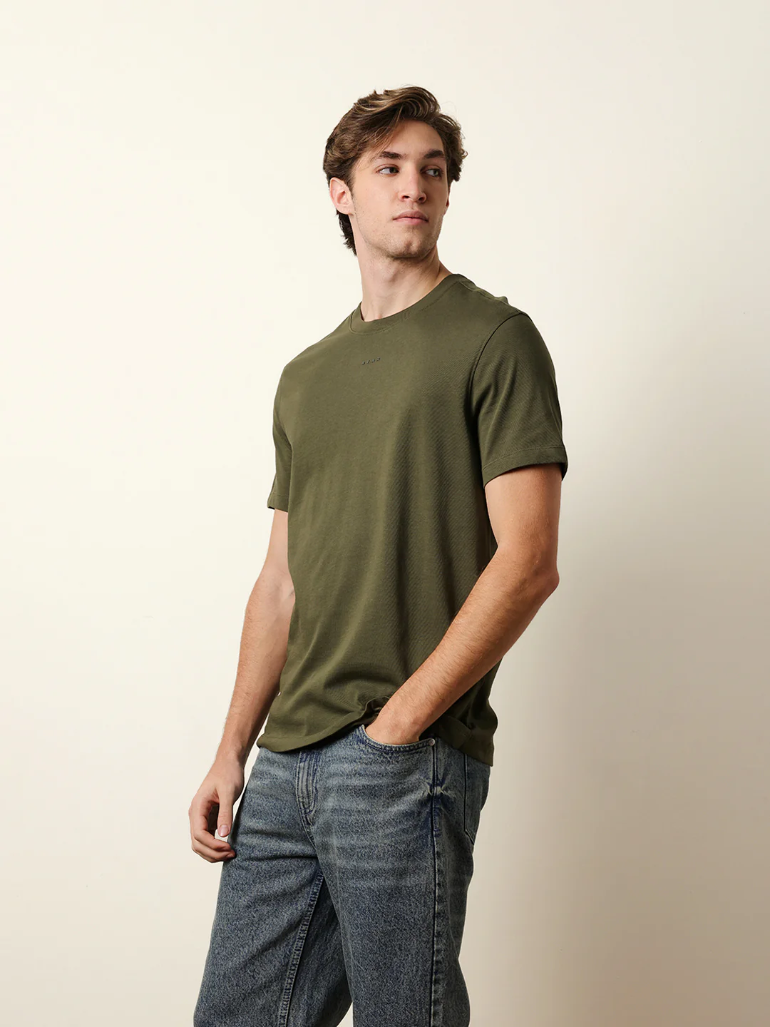 Men Olive Half Sleeve Regular T-Shirt - Image 4