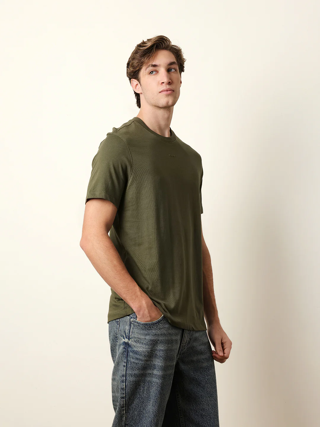 Men Olive Half Sleeve Regular T-Shirt - Image 5