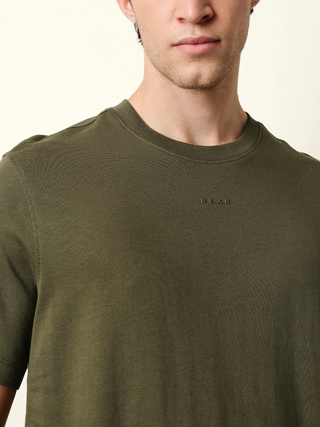 Men Olive Half Sleeve Regular T-Shirt - Image 6