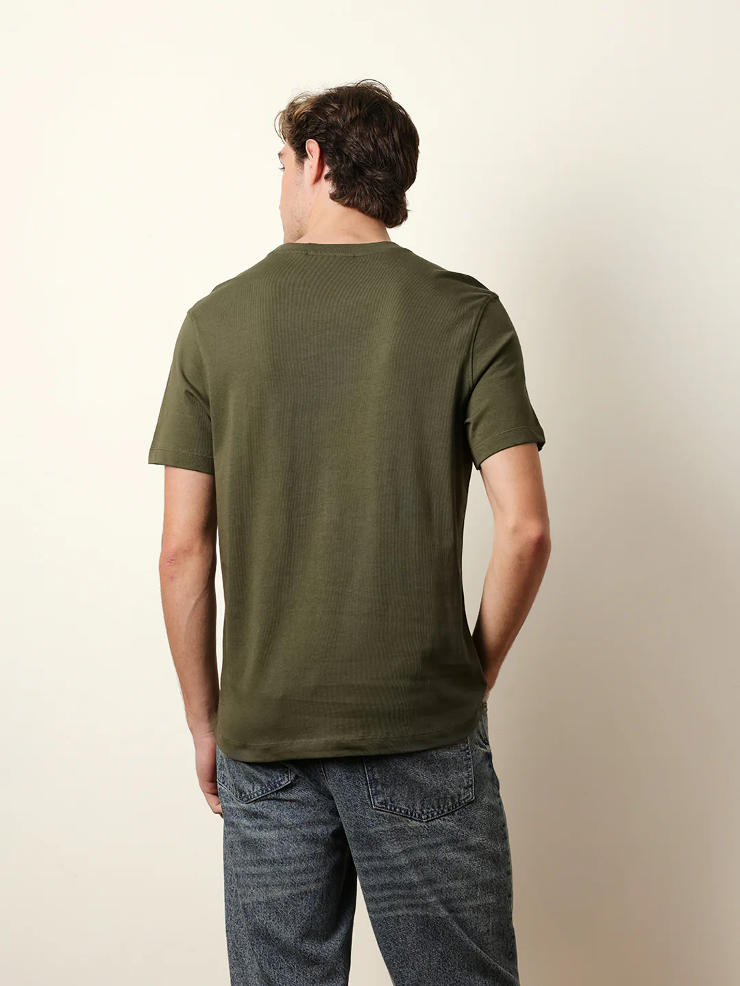 Men Olive Half Sleeve Regular T-Shirt - Image 7