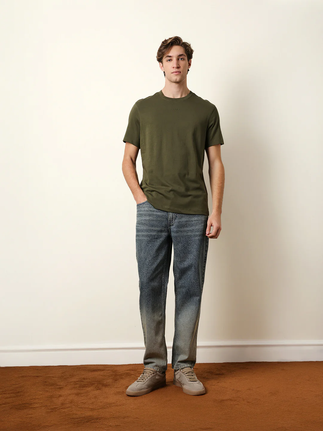 Men Olive Half Sleeve Regular T-Shirt - Image 8