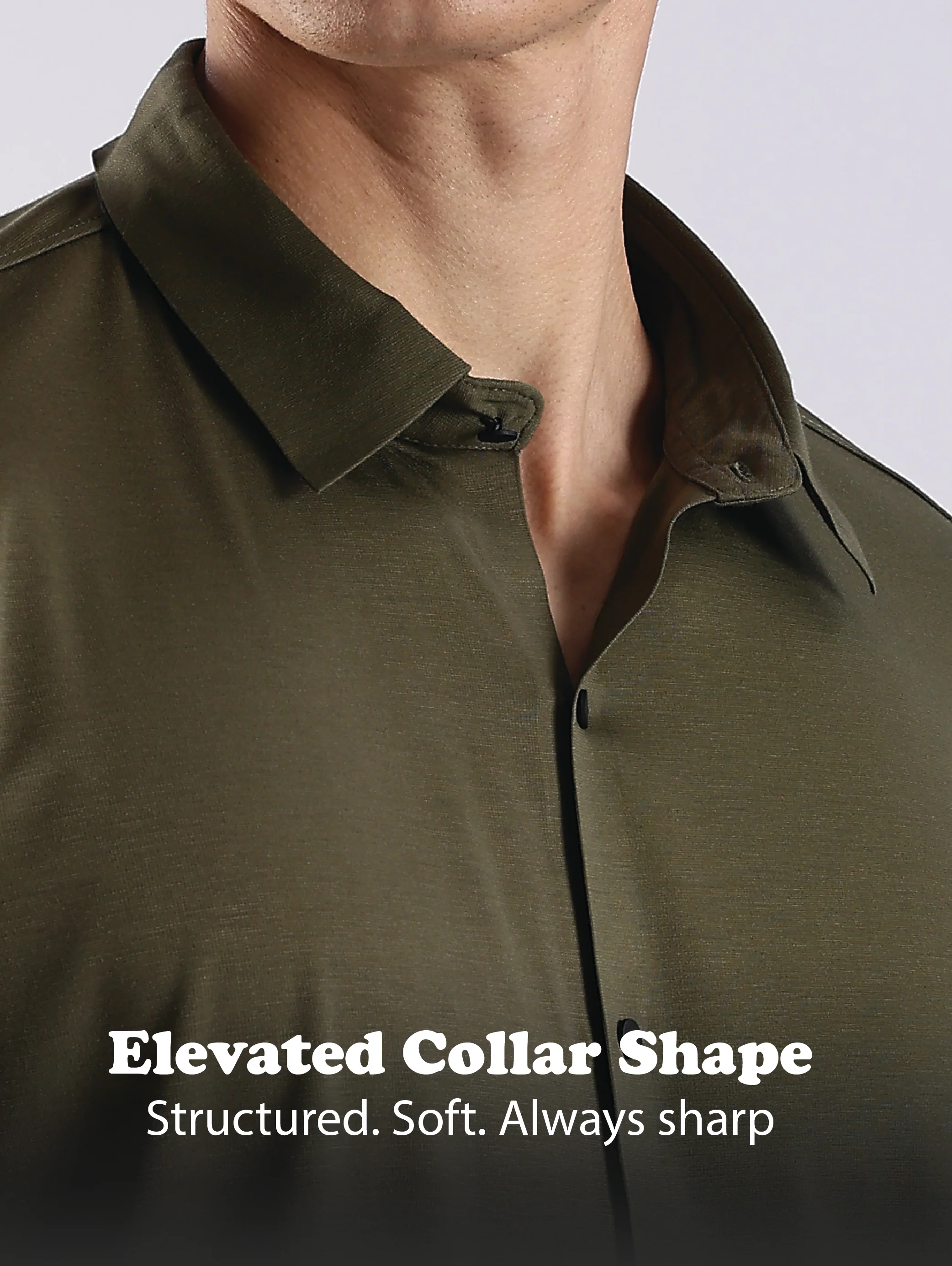 Men Olive Knitted Slim Fit Shirt - Image 12