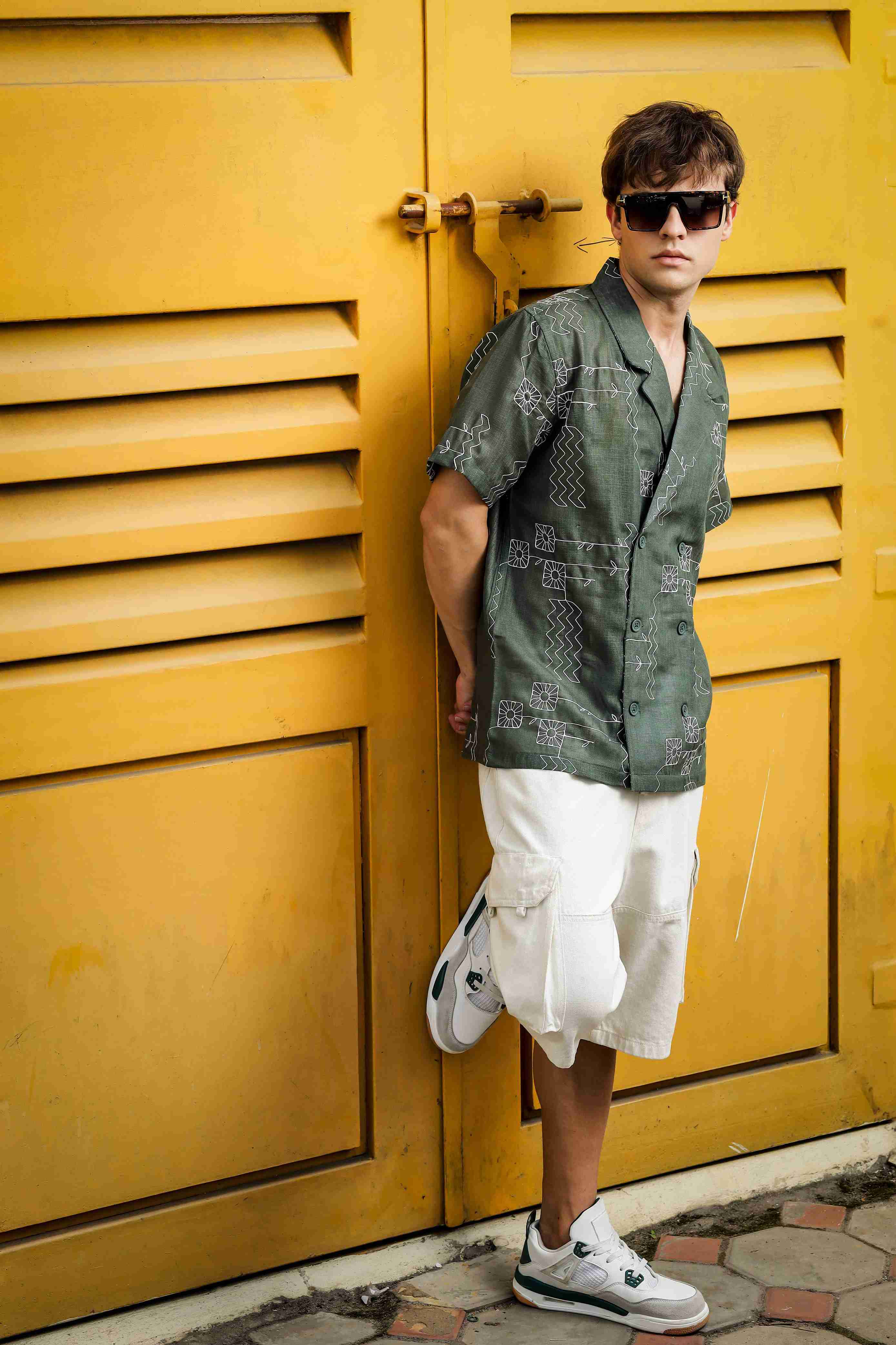 Men Olive Korean Shirt - Image 10