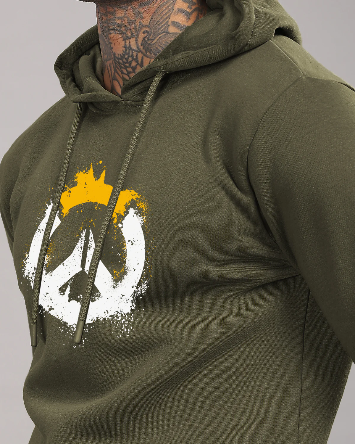 Men Olive Long Lasting Printed Hoodie - Image 3
